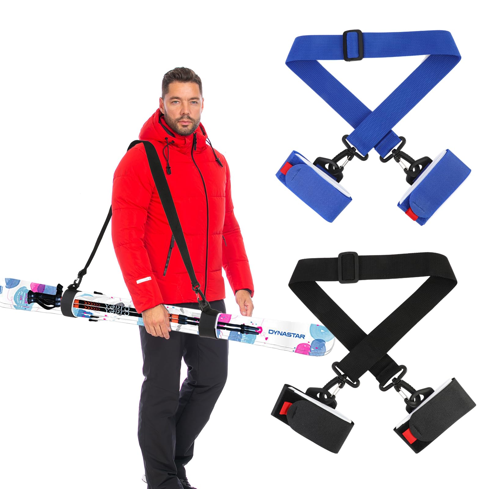 2PCS Adjustable Ski Shoulder Straps, Binding Straps & Boot Carrier Belts for Snowboard