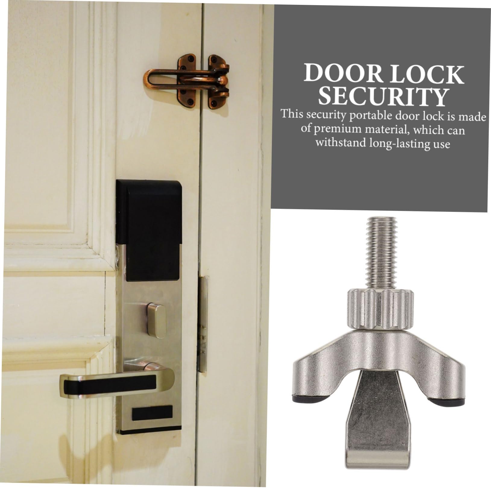 HOMSFOU Bloqueador Resistente Cerradura de Puerta Antirrobo Puertas Portátil de Aleación de Zinc, Ligera y Viajes, Hotel y Seguridad del Hogar