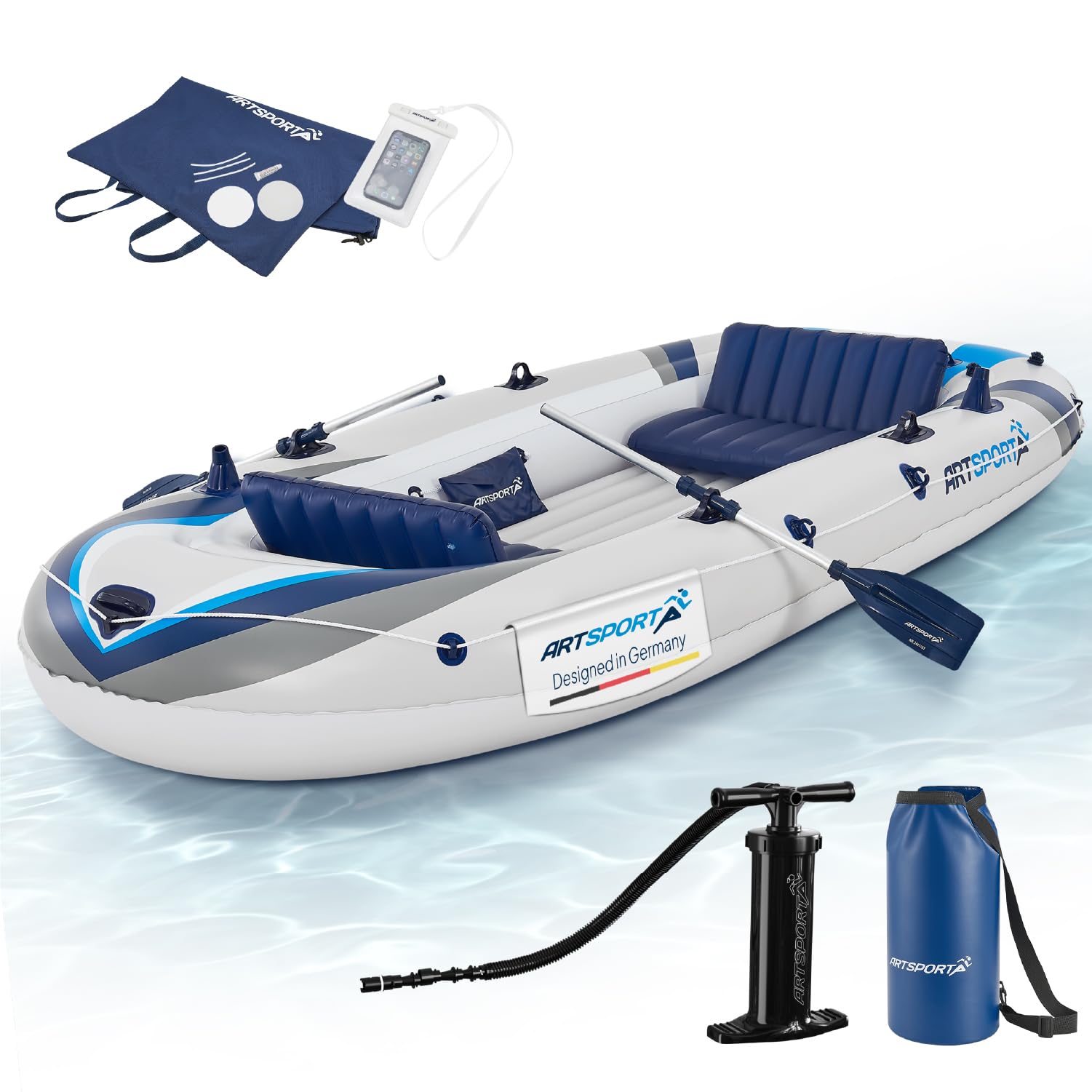 Juskys Gruppe GmbH Schlauchboot 322 cm für 4 Personen – Paddelboot mit zwei Sitzbänken