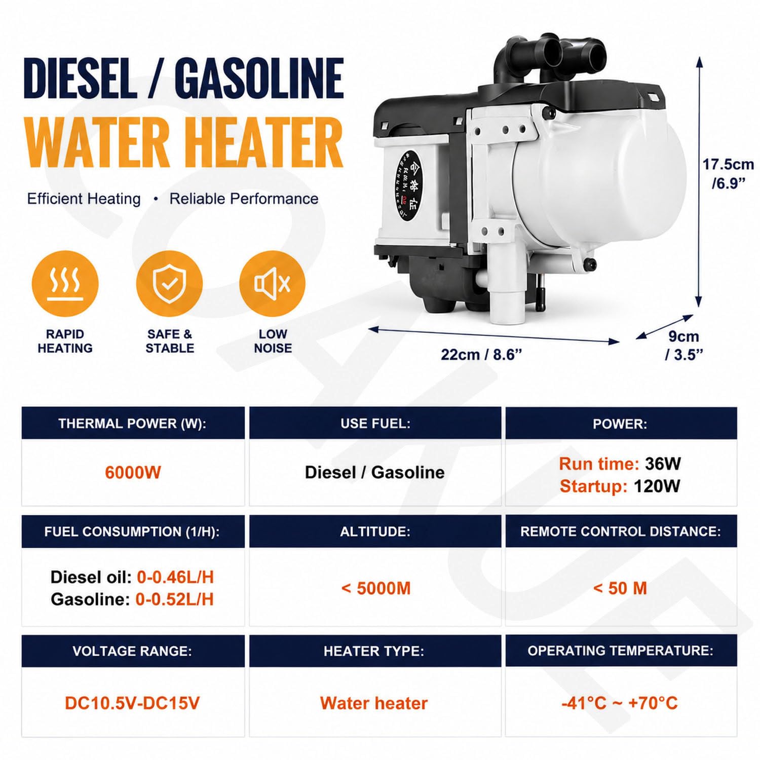 Dieselowe Ogrzewanie Postojowe 6KW 12V 24V, Hydroniczna Jednostka 12V | Kompaktowa Nagrzewnica Paliwowa do praktycznego ogrzewania pojazdów i maszyn na zewnątrz