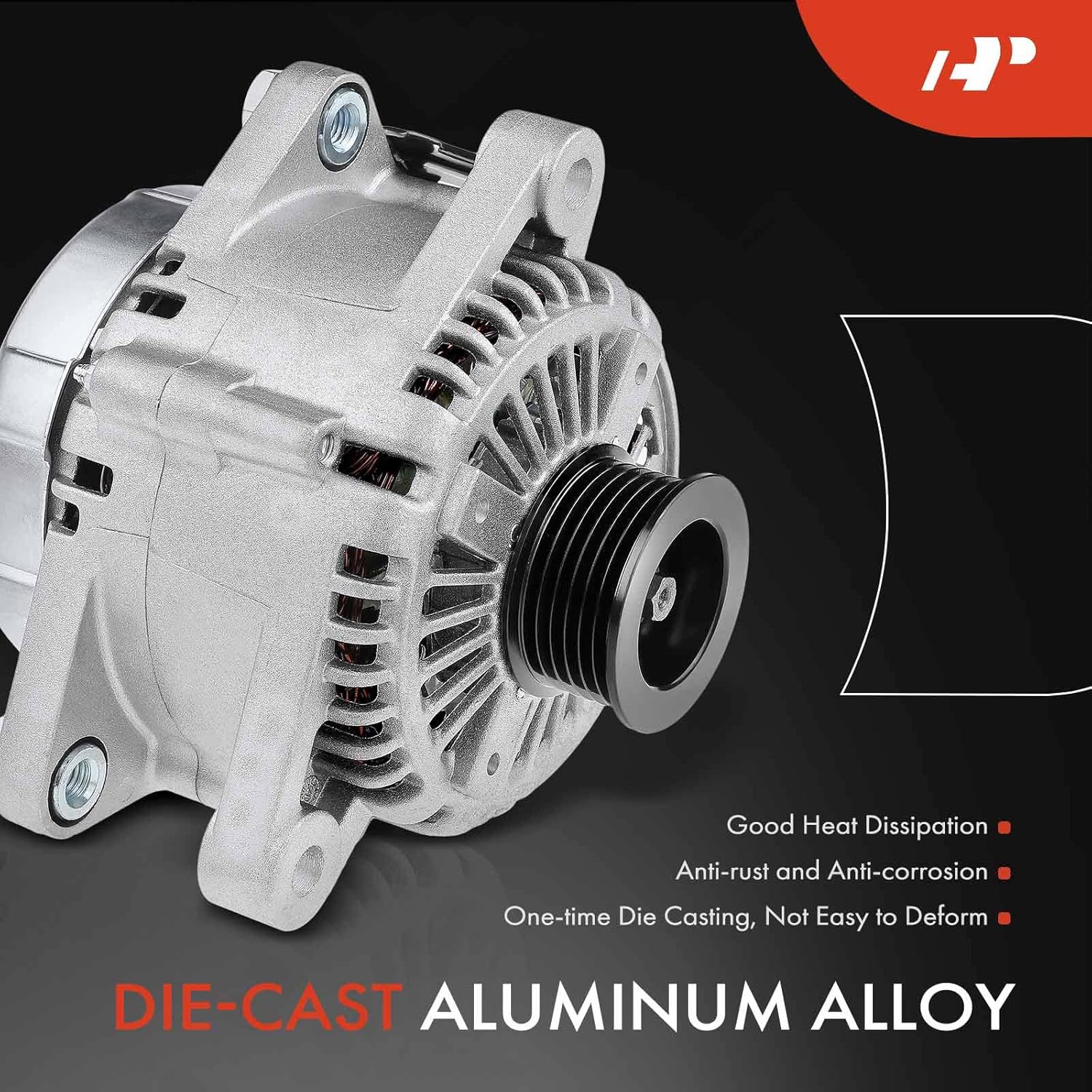 A-Premium Alternator Compatible with Hyundai & Kia Models - Sonata 06-10, Santa Fe Sorento 07-09, Sedona 06-09, Azera 07-11, Entourage 07-10, Veracruz, Borrego, 3.3L 3.8L - 12V 130A CW 6-Groove Pulley