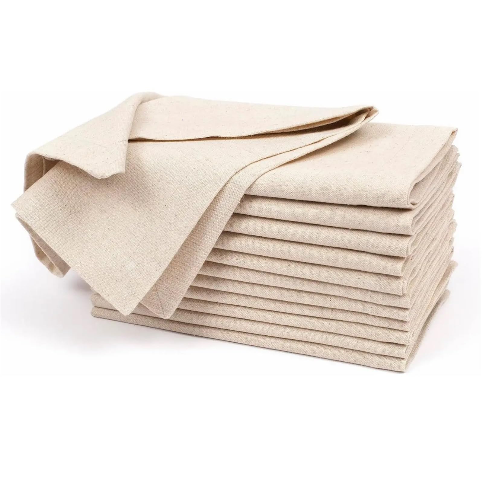 Servilletas De CóCtel,Servilletas Cocktail Juego de 12 servilletas lino y algodón for la cena, tela natural con esquinas en inglete, boda(White 50x50cm)