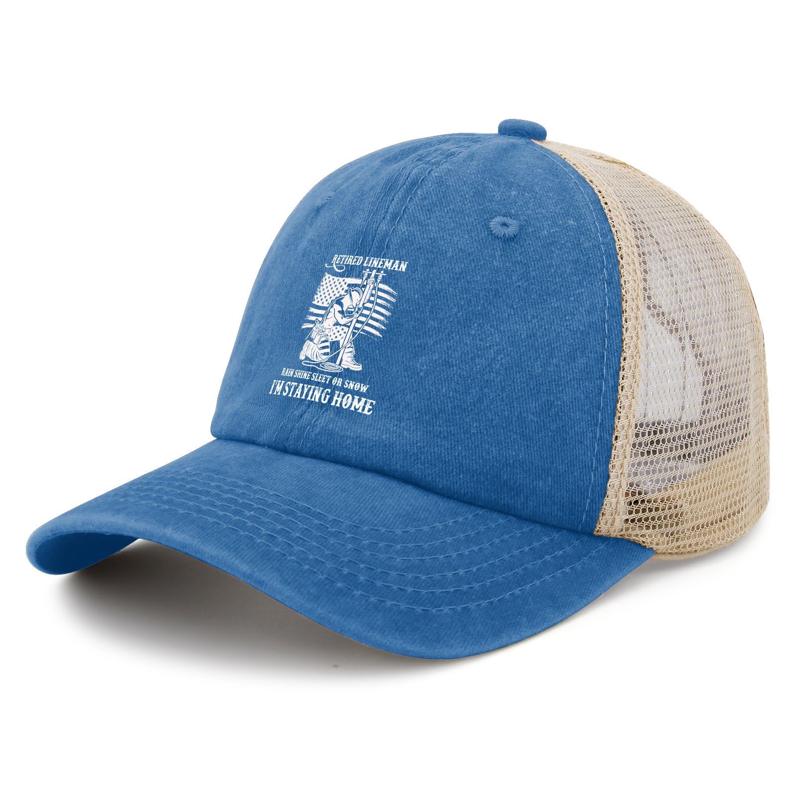 Retired Lineman I'm Staying Home Sun Hats Cycling Cap for Grandma Lake Blue