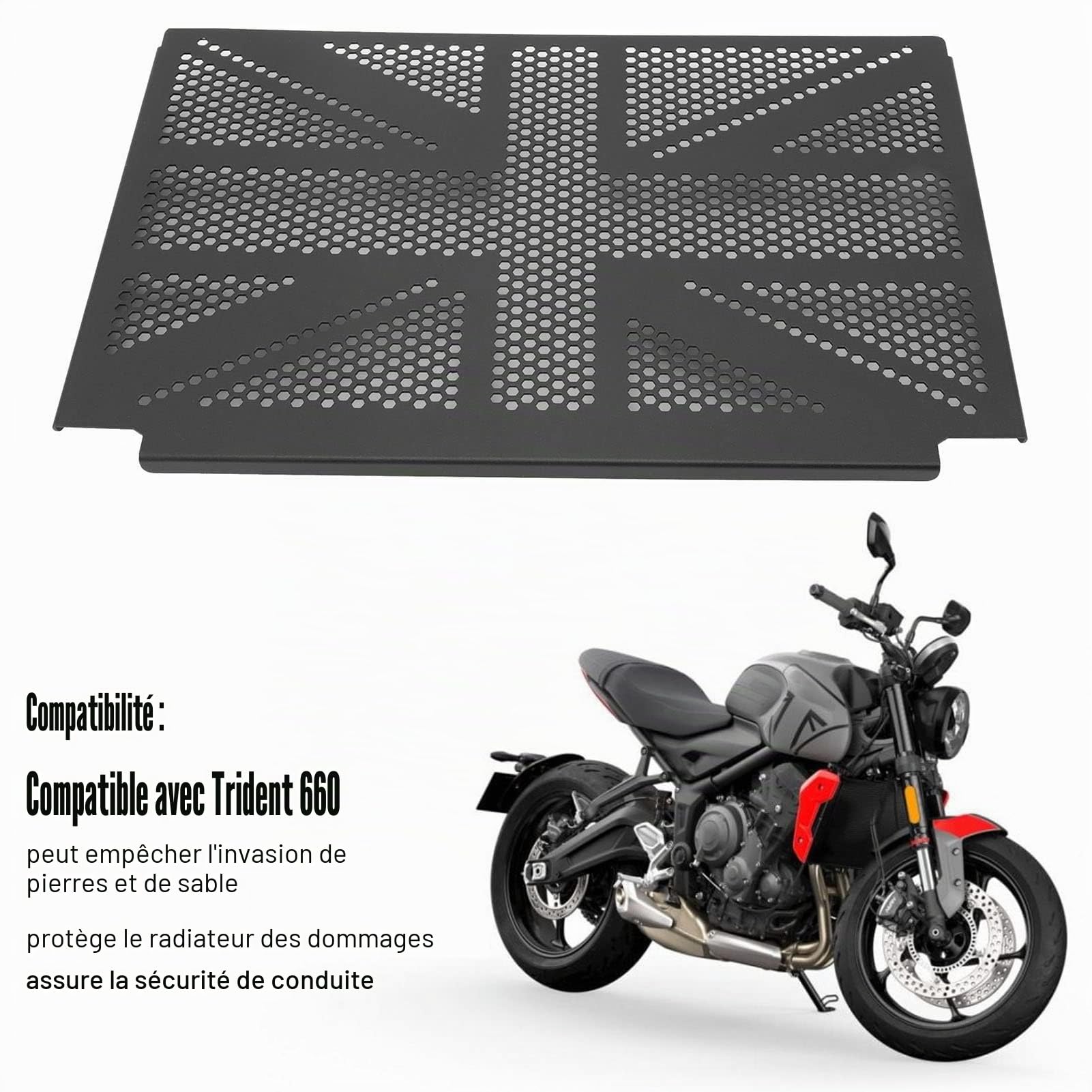 Focket Protecteur de Grille de radiateur de Moto, Protecteur de Grille de radiateur en Acier Inoxydable pour 660, Protecteur de Grille de radiateur de Moto, Noir