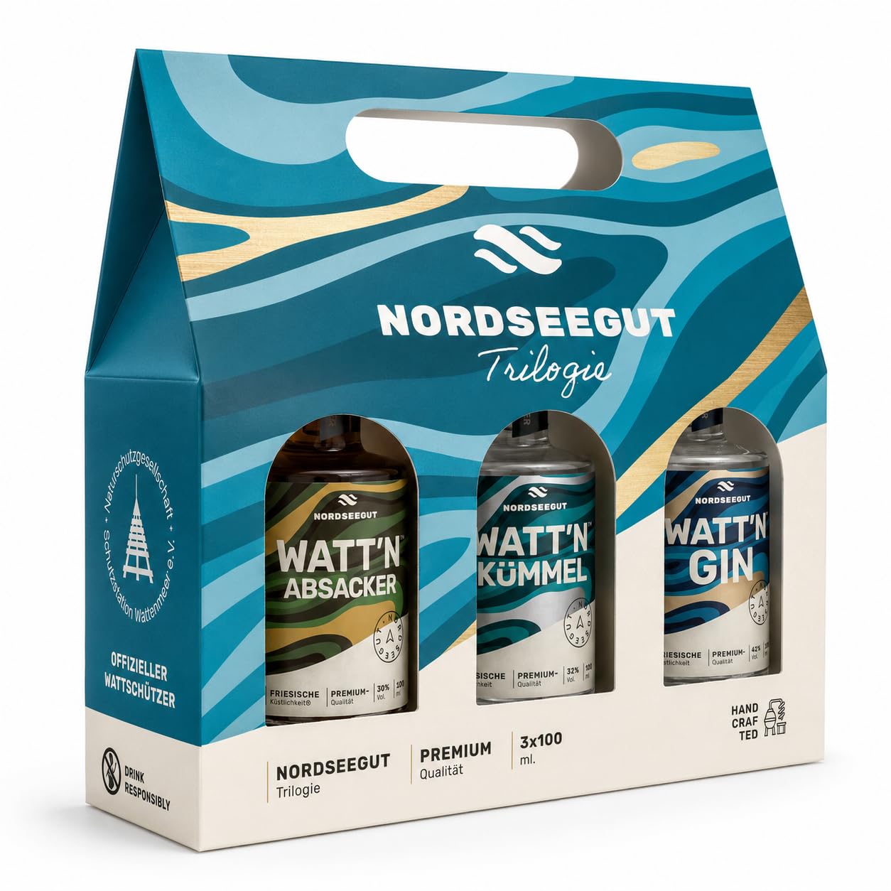 NORDSEEGUT Watt´n Gin - Nordsee Premium Dry Gin 42% Vol. I vegan mit handverlesenen Zutaten wie Hagebutte, Lavendel und fruchtiger Orange