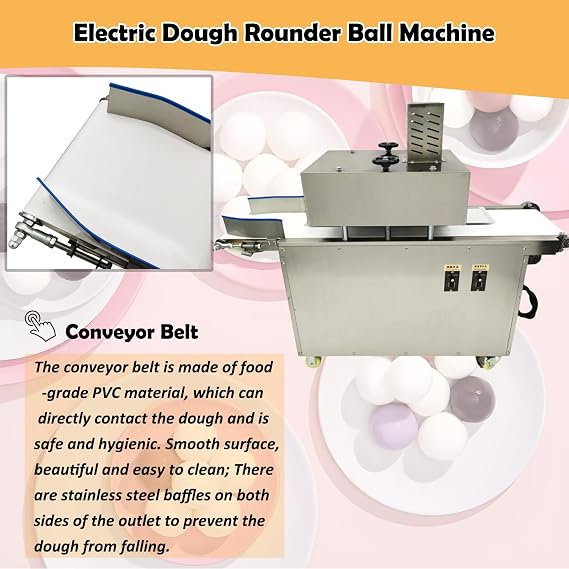 Dough Rounder Machine 0.35oz-7.05oz Electric Dough Rounder Ball Machine Automatic Tangyuan Taro Ball Glutinous Rice Ball Rounder Roller Dough Ball Forming Making Machine 110V