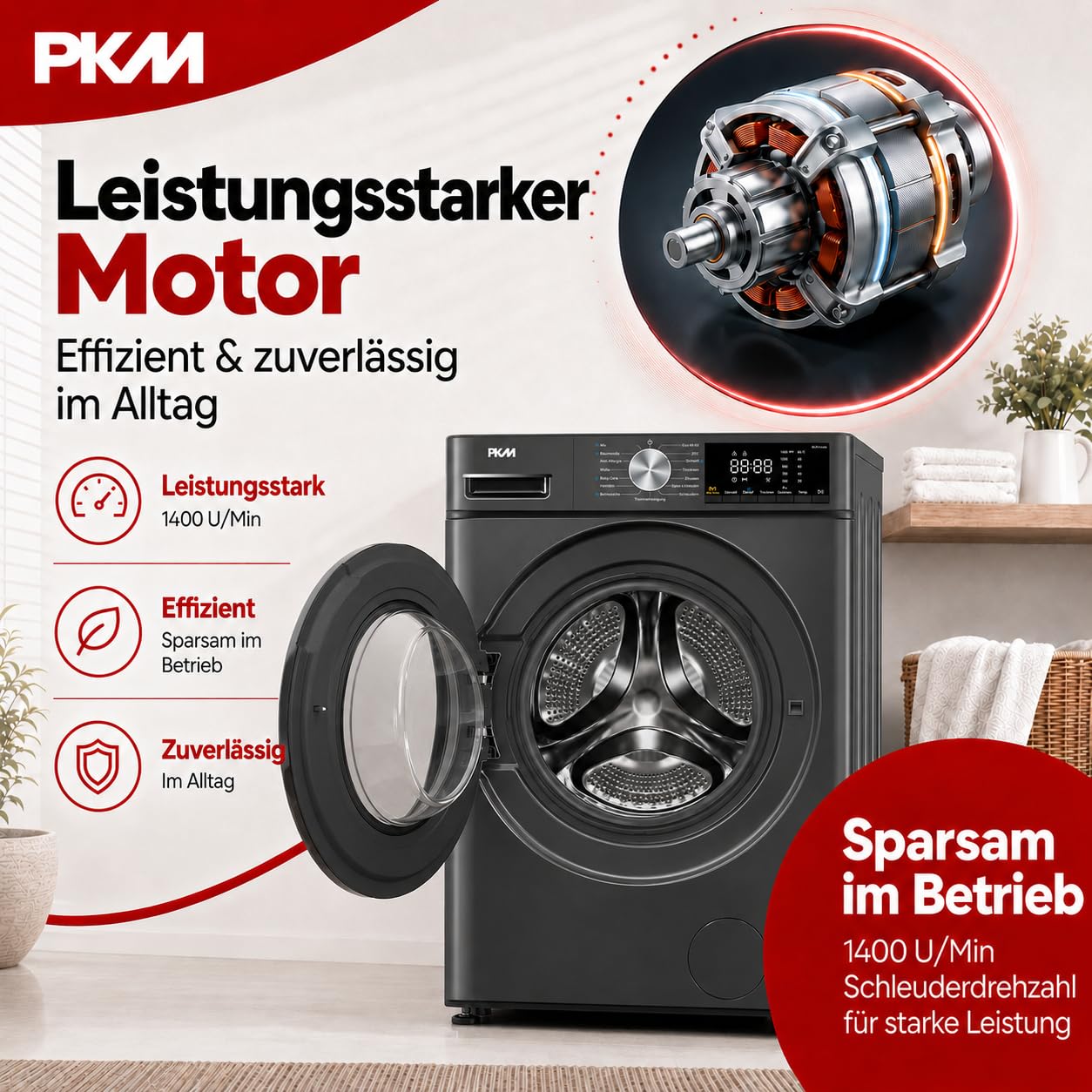 PKM Waschtrockner WT8+5ADG 8kg Waschen 5kg Trockner