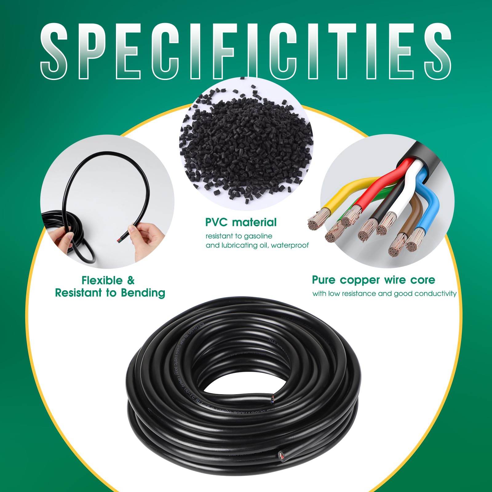 thumbnail: SWAWIS 7-aderige Aanhangerkabel - 10m Ronde Kabel Voor Caravan, Aanhangwagen & Voertuigen (0,8 Mm²)