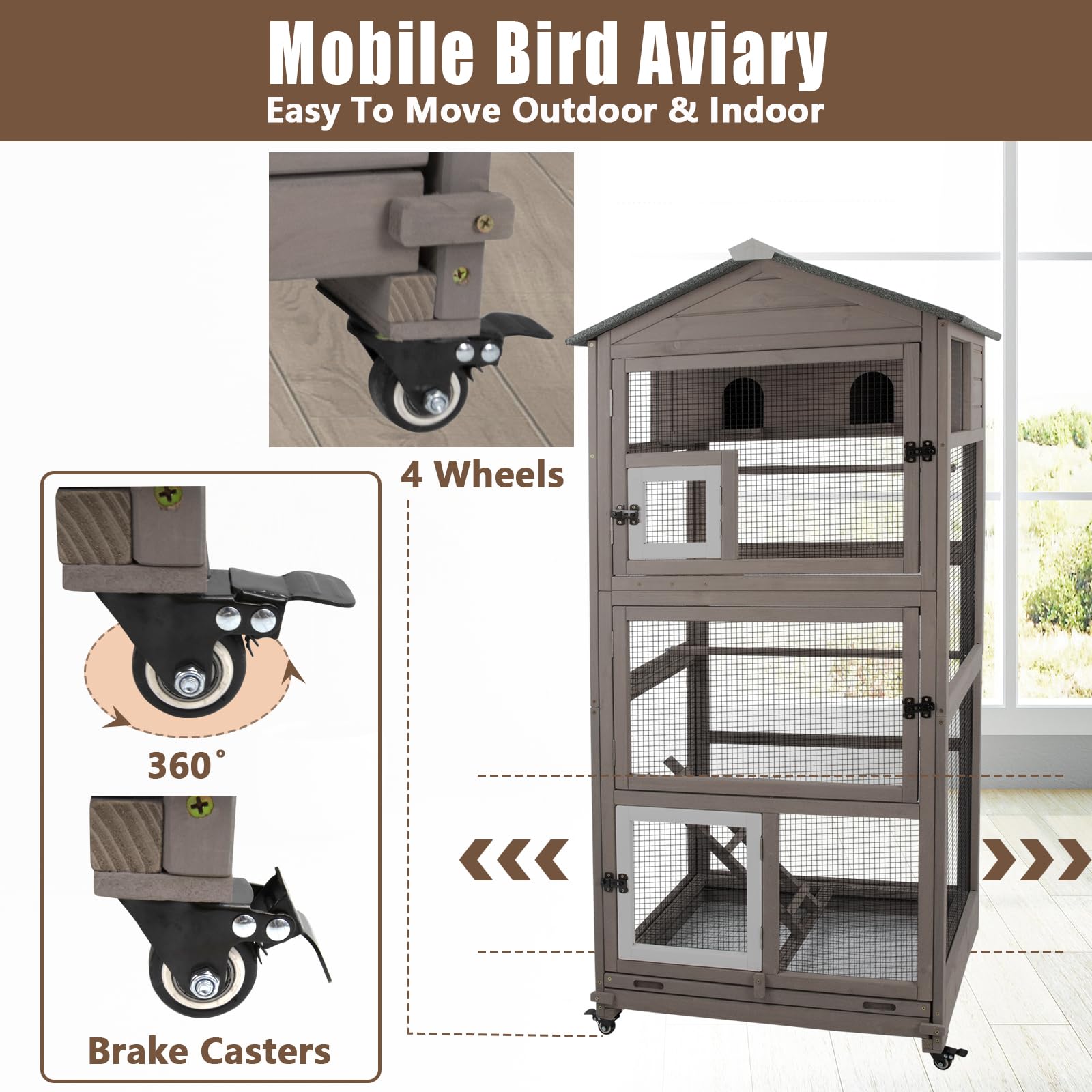 Amazon.com: Ketive 飛行鳥籠戶外大型木製鳥類鳥舍鸚鵡籠適用於鸚鵡