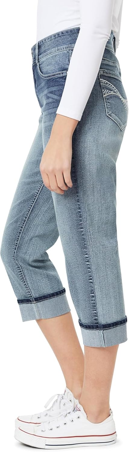 Angels Forever Young Womens Everflex Curvy Skinny Bling 23.5" Crop Jeans - Image 2