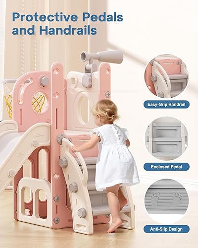 Miniatura 6 de Babytronic Tobogán para niños pequeños 6 en 1, tobogán de interior para niños pequeños de 1 a 3 años, juego de escalador para bebés en interiores y