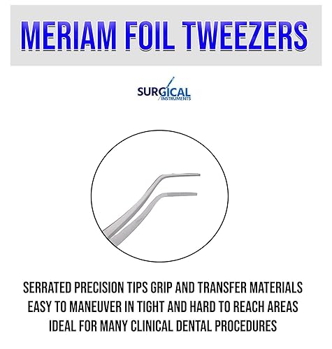 Miniatura 4 de SURGICAL ONLINE Meriam Foil Pinzas de algodón dentales Pico en ángulo dentado Alicates de apósito Pinzas de acero inoxidable Instrumentos dentales