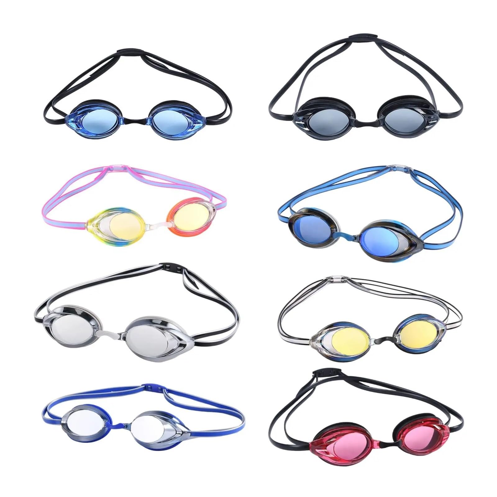 8 Stück Wassergläser, professionelle Schwimmbrille for Erwachsene, wasserabweisender Schwimmschutz, beschlagfrei, verstellbar Schwimmbrille