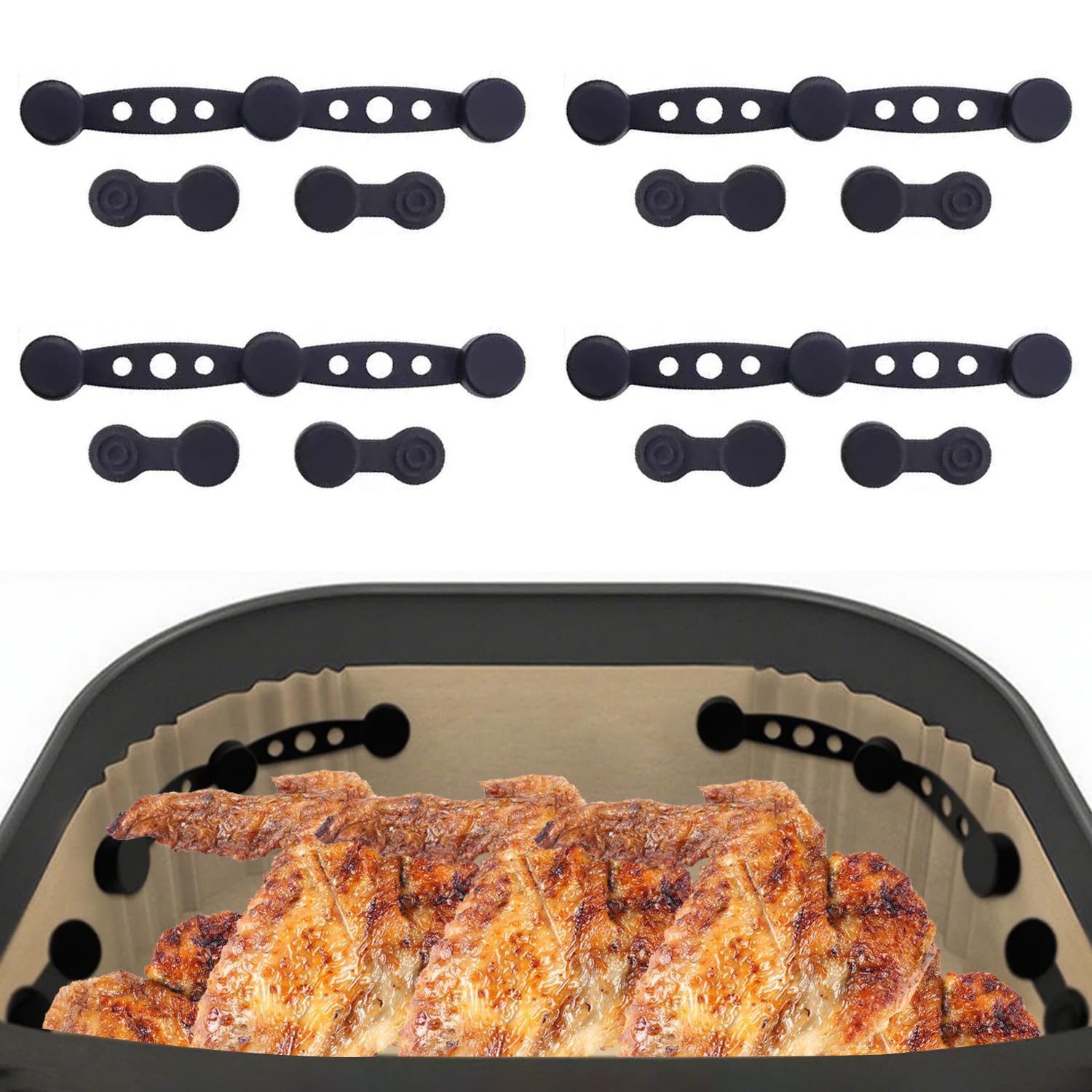 12Pcs Hebilla de Silicona Magnética Imanes Para Freidoras de Aire Resistente a Altas Temperaturas y Reutilizable Hebillas Magnéticas Accesorios para Airfryer para Sujetar Papel de Pergamino (gris) — view 9