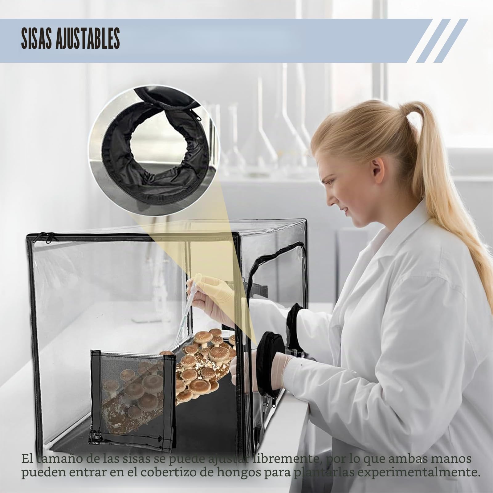 Still Air Box,Caja De Aire para Cultivo De Hongos,Juego de Crecimiento de Setas de PVC con 2 Puertos de Brazo,Kit De Cultivo De Hongos para Los Amantes De Los Hongos,Cultivo Versátil