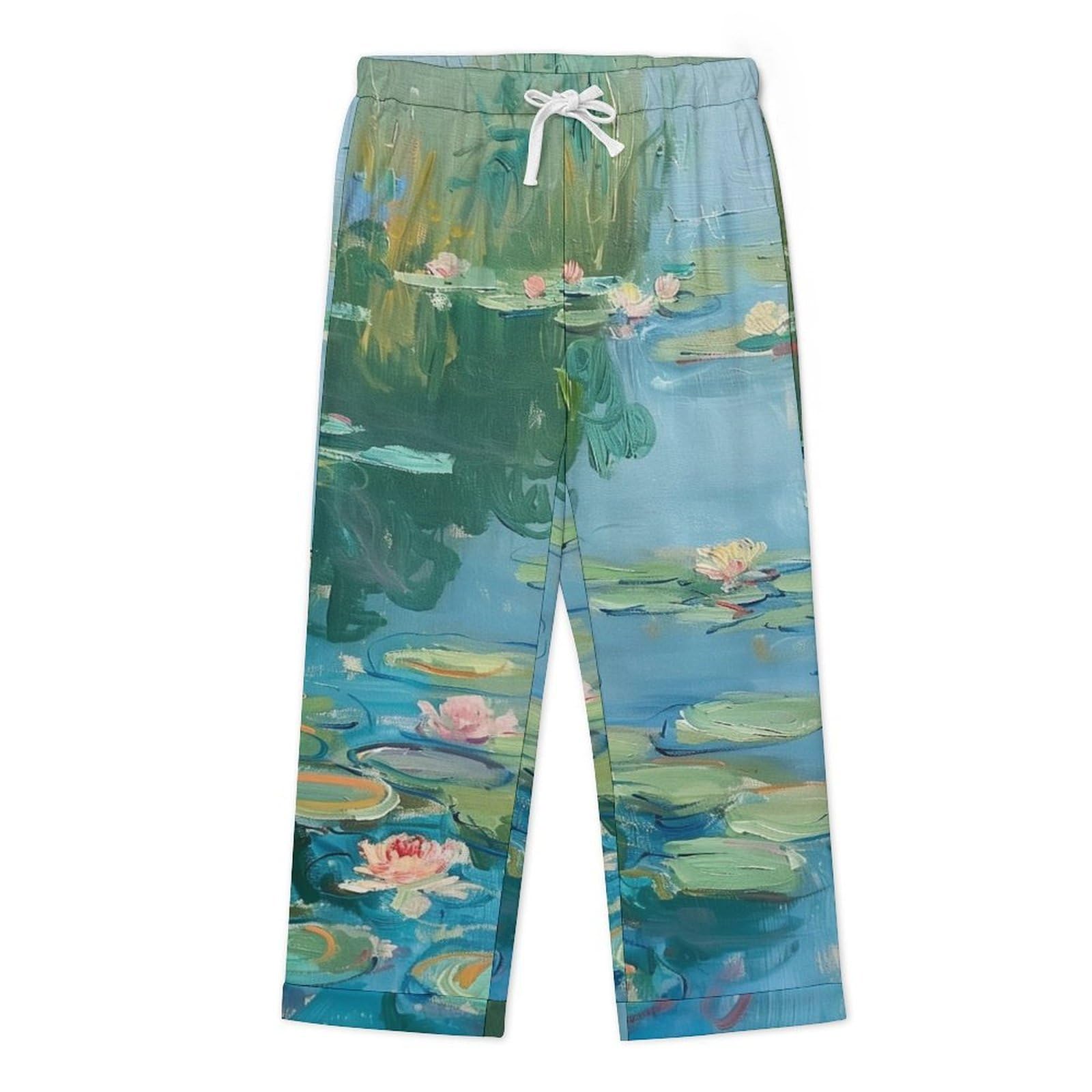 Completo Pigiama da Uomo 2 Pezzi - Paesaggio di Loto Pigiama A Maniche Lunghe Abbigliamento da Casa 2 Pezzi Top + Pantaloni Morbido E Caldo Pigiama Autunnale E Invernale