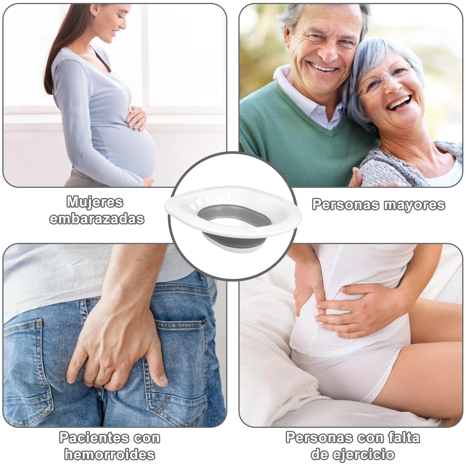 DEANIC Bidet Portatil Para WC, Bidet Portatil Para Hemorroides, Baño De Asiento, Cuidado Postparto, Tratamiento Del Perineo, Bide Portatil (Gris)
