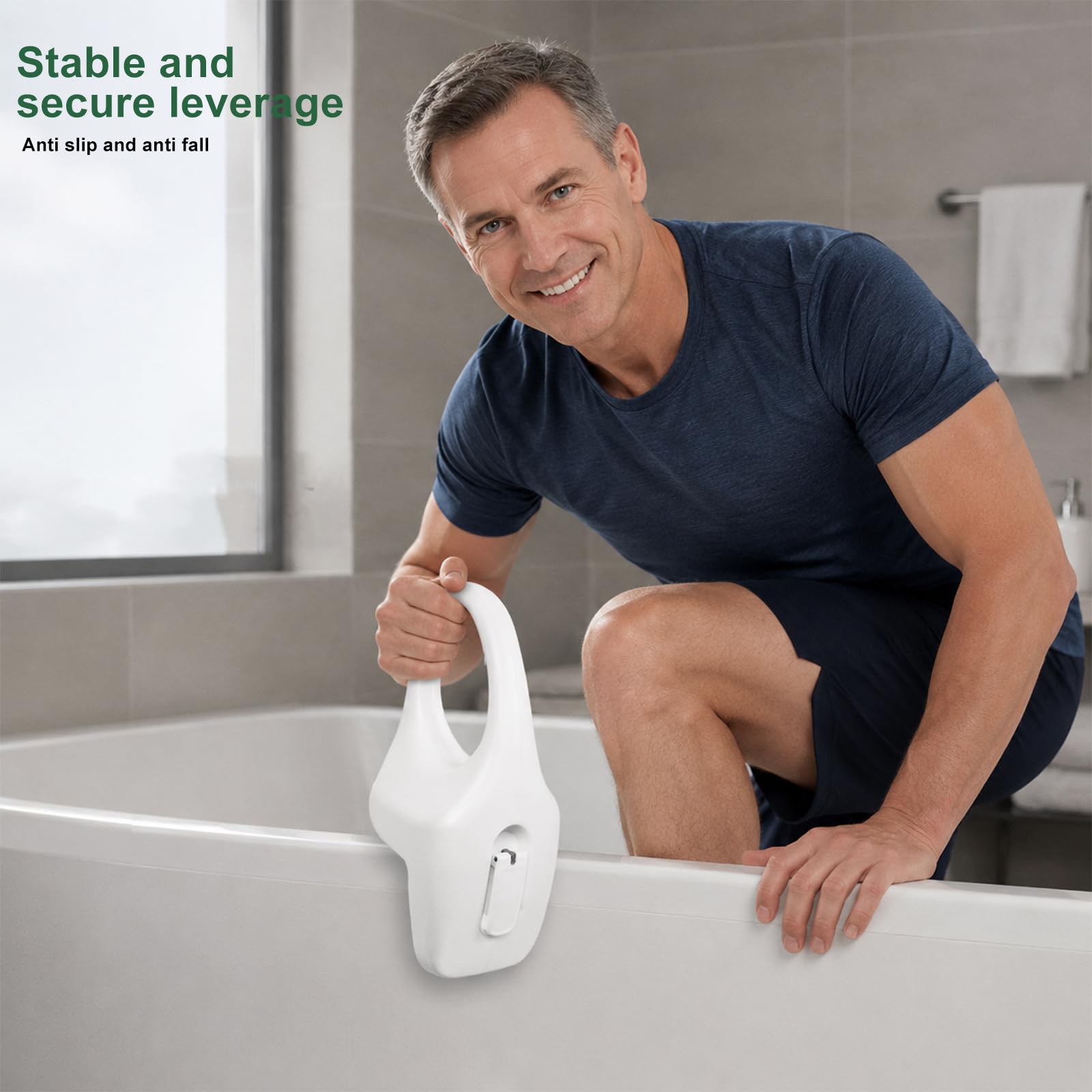 Badewanne Einstiegshilfe für Senioren, Blasformmaterial mit Befestigung ohne Bohren, Badewanneneinstiegshilfe aus PE, Griffstange für Wannen Rand mit Gummipolster für Schwangere, Kinder, Senioren