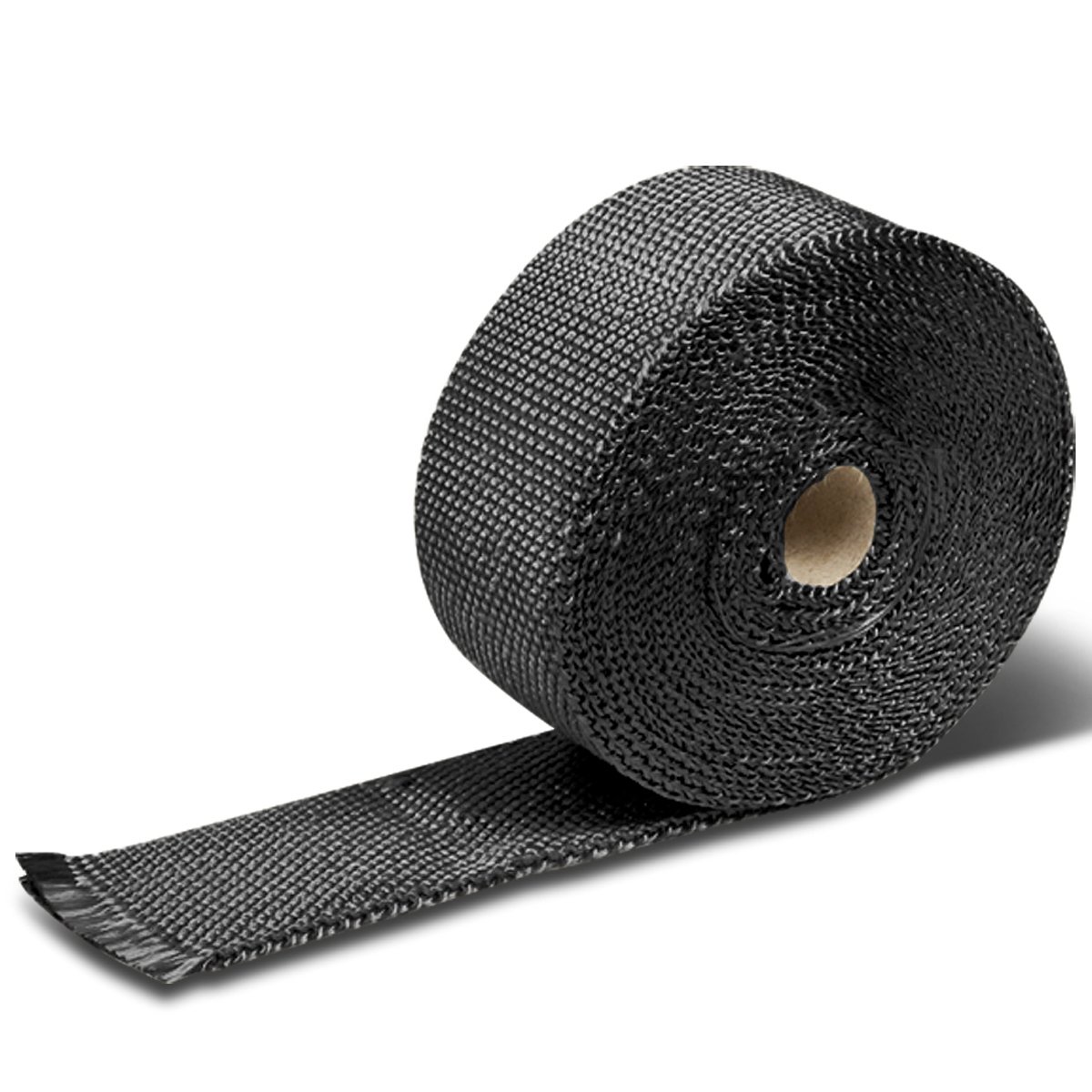 DNA MOTORING 2" x 7.5 Meter Black Exhaust Heat Wrap, Exhaust Tape High Temp Heat Tape for Pipes, Motorcycle Fiberglass Insulation Roll for Exhaust Pipes, WRAP-T1-BK-75M