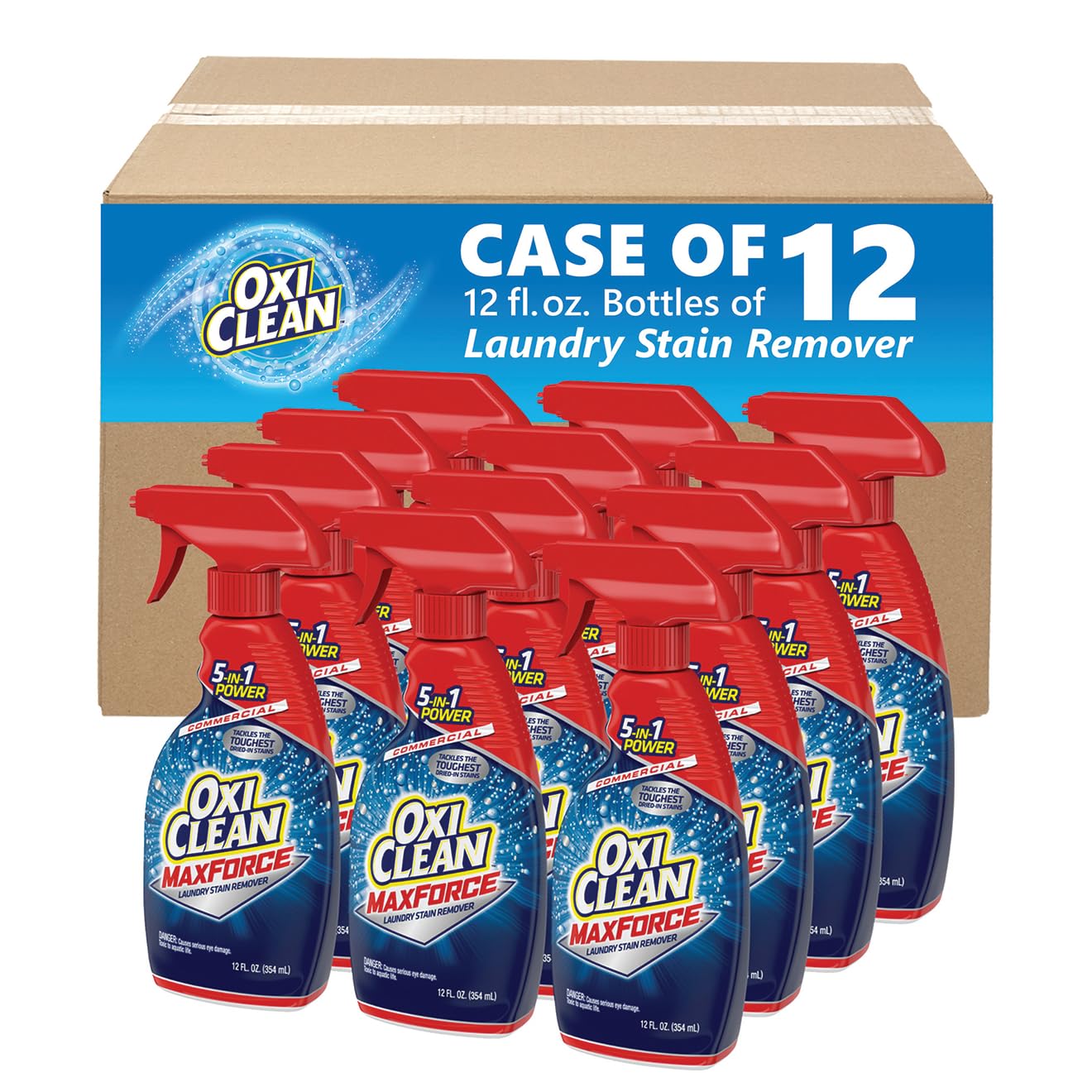 OxiClean 5703700070CT Max Force Stain Remover, 12oz Spray Bottle (Case of 12)