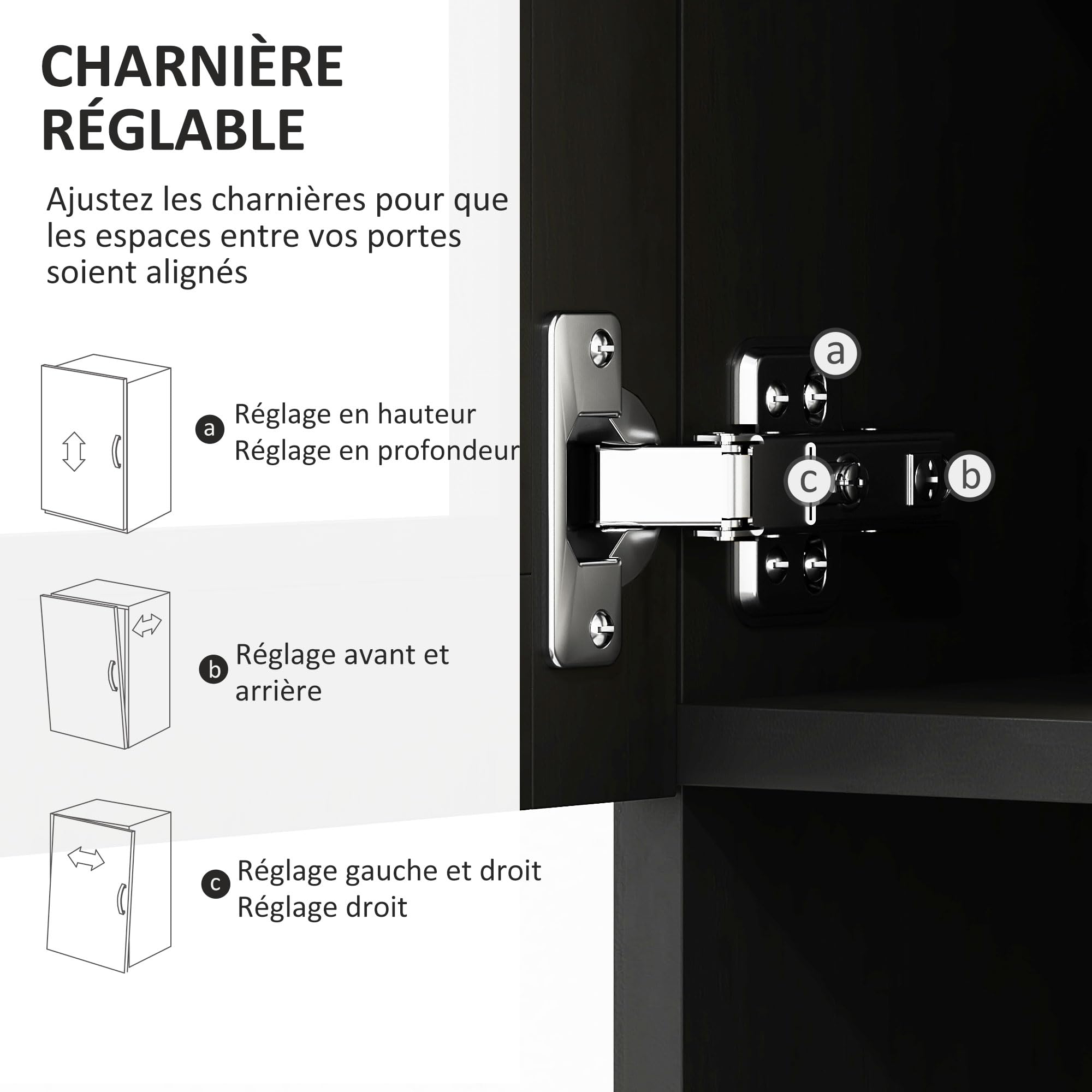 HOMCOM Buffet Haut Cuisine, Armoire de Cuisine, Tiroir, 80x48x170cm, Noir | Vaisselier, 4 Portes Dont 2 en Verre, Plan de Travail, Étagères Réglables, Meuble de Rangement pour Salon Salle à Manger