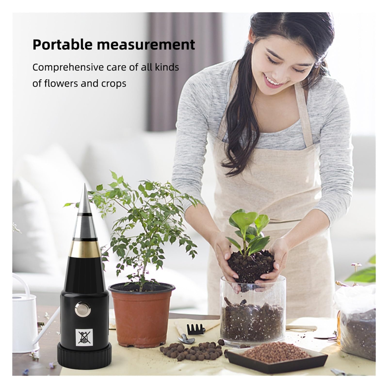 Medidor de humedad del suelo Medidor de PH de humedad del suelo de mano probador de humedad y acidez sonda de Sensor de Metal 3 ~ 8ph higrómetro sin batería for plantar herramienta de jardín Fiable y