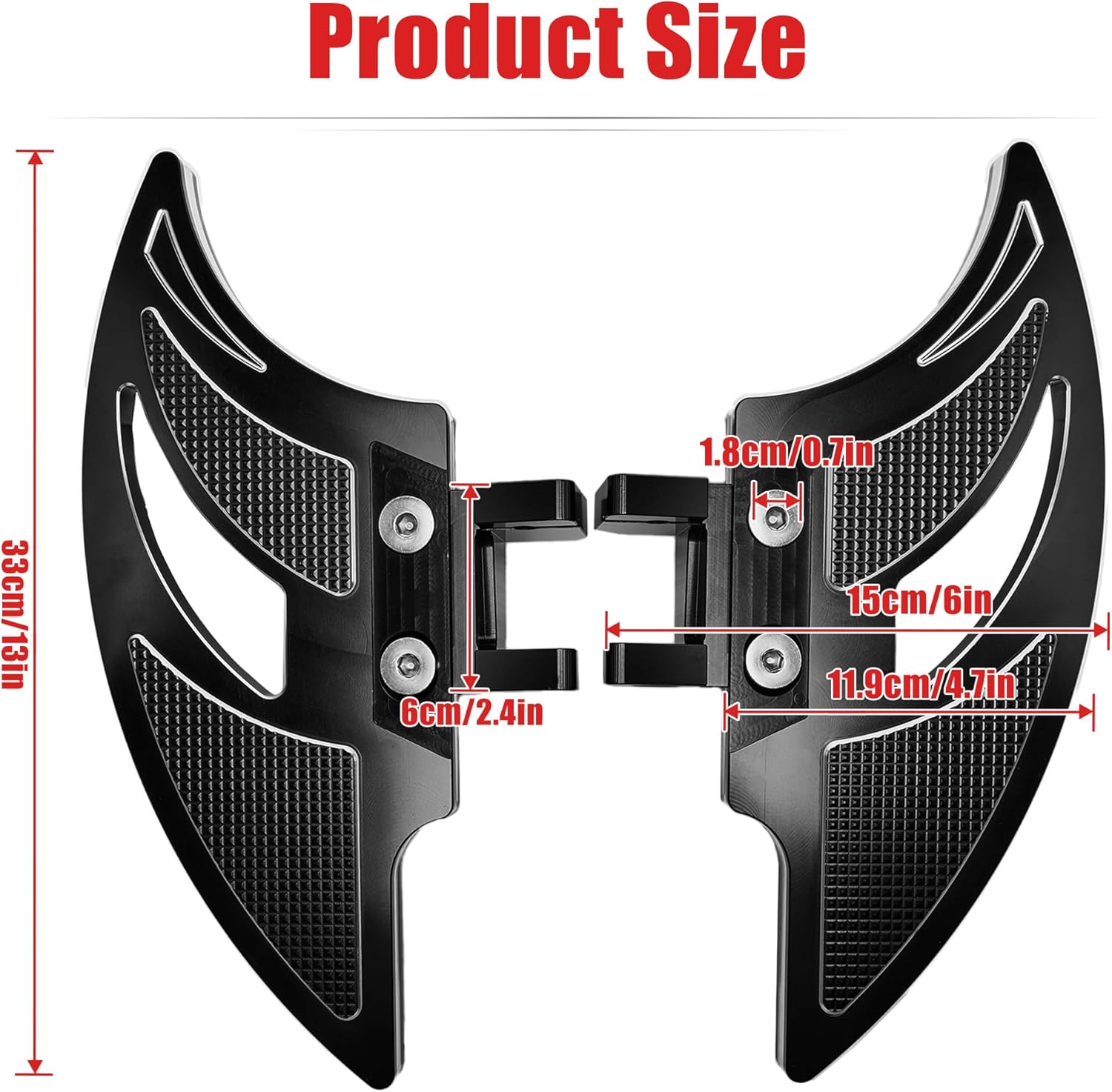 Goldfire Spyder Driver Footpegs Bat Shape Foot Pedal Front Rider Foot Rest Large Wide Floorboards Tricycle Accessories Fit for the Can-Am Spyder F3 / F3-S / F3-T (2015-2025), Black