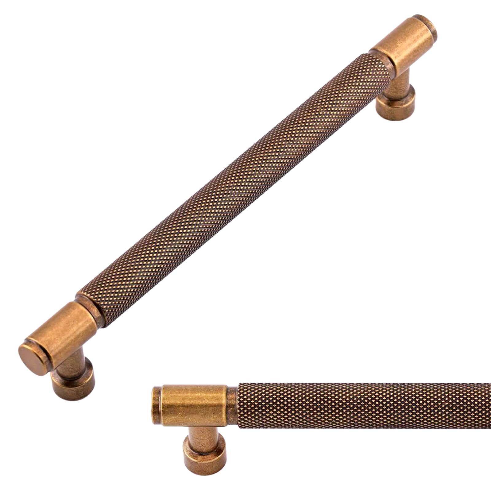 Talentedeco 10 Pack Antique Brass Cabinet Pulls 6.3 Inch(160mm) Kitchen Cabinet Handles Vintage Retro Cabinet Hardware for Drawer Pulls — image 1