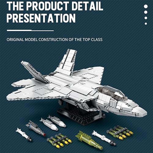 Miniatura 6 de ANIXA Technik - Bloques de construcción de combate militar, F22 Raptor Militar Fighter Jet Avión Juego de ladrillos de construcción compatible con