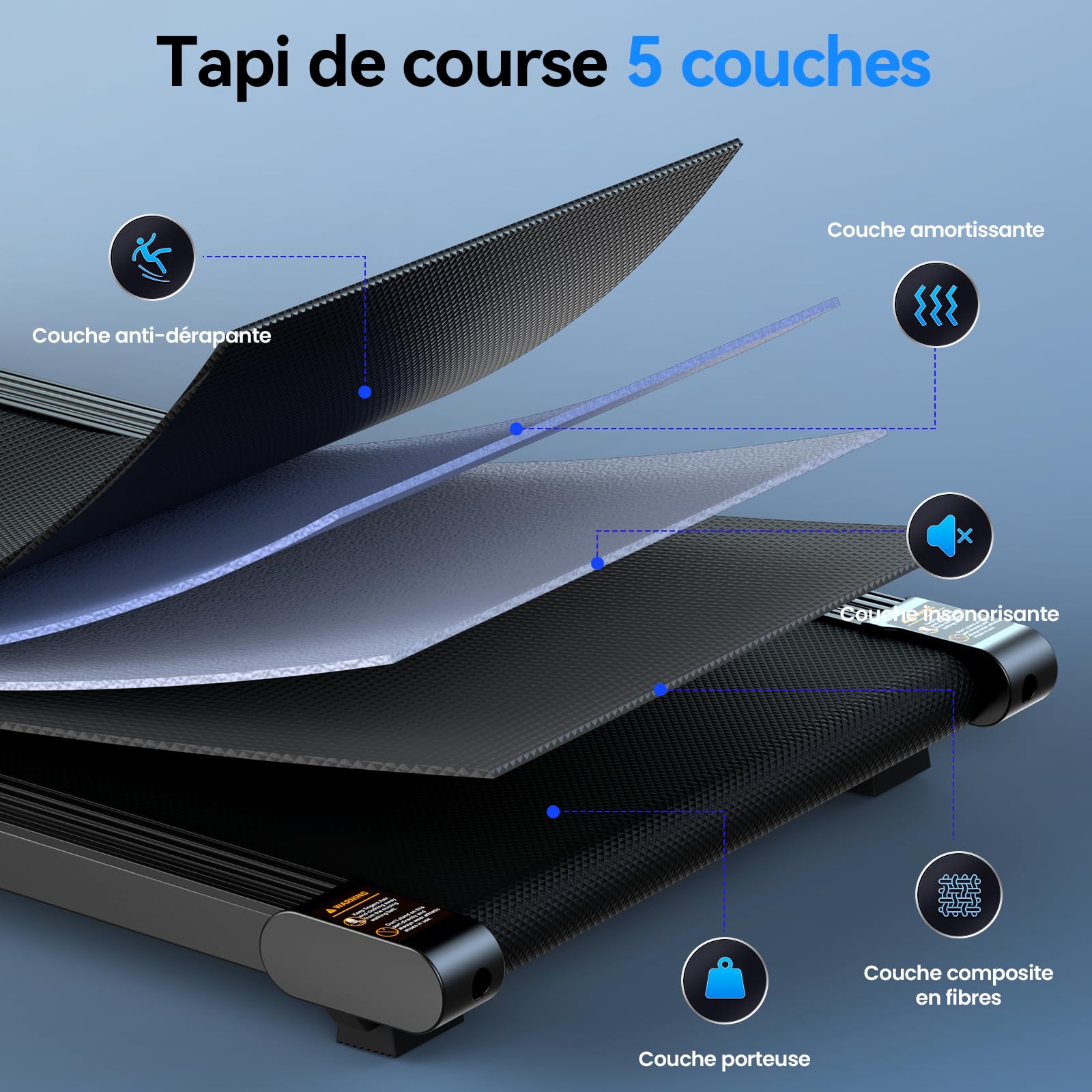 Tapis de Course Walking Pad avec Pente 12% - Mini Treadmill Silencieux Motorisé Electrique 6KM/H avec Télécommande