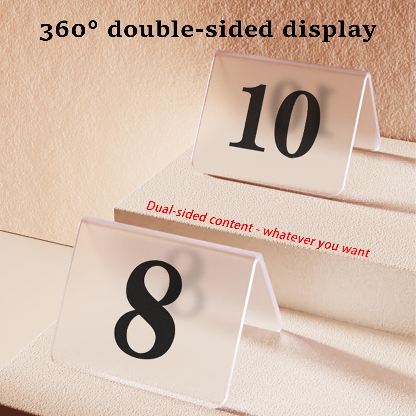 Akrylowe numery stolików, Dwustronny akrylowy zestaw numerów do stołu namiotowego wielokolorowy 85x65mm(Clear,1-50)