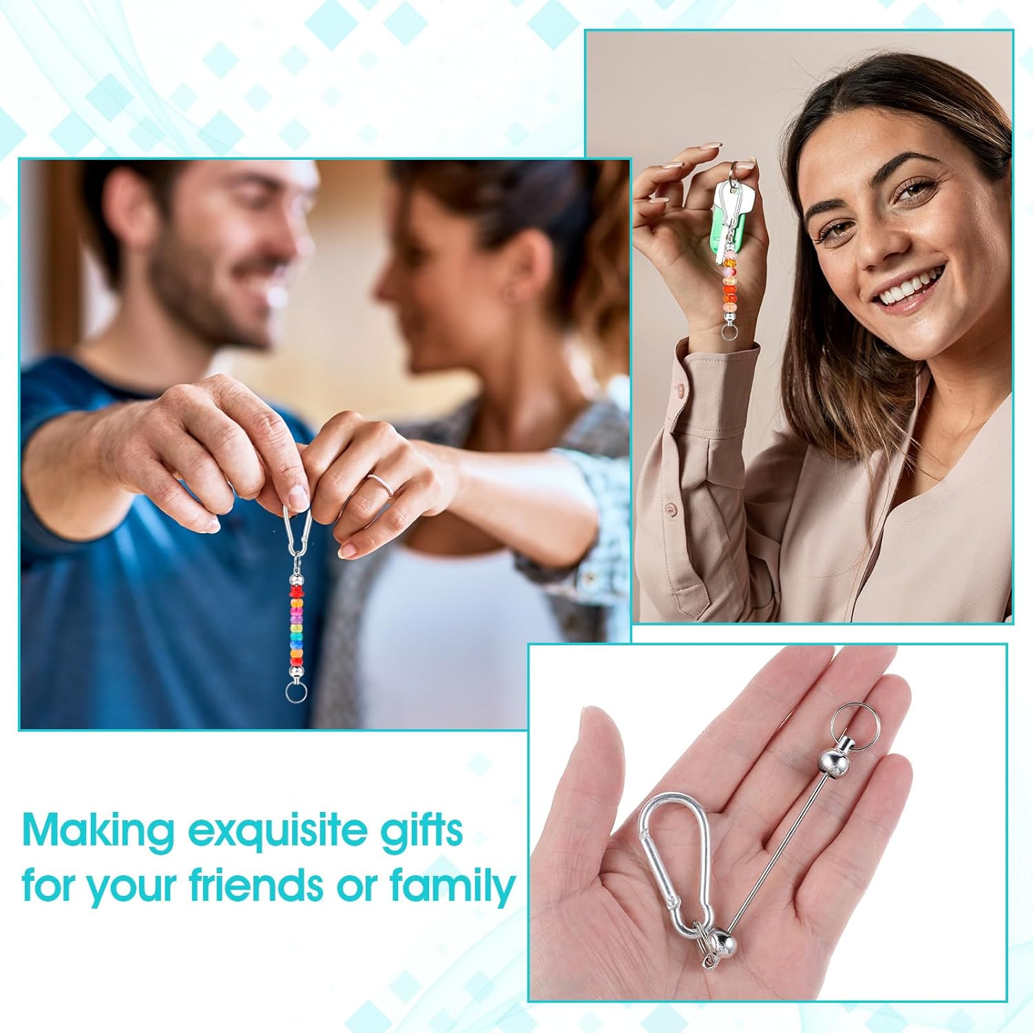 30pcs Beadable Keychain Bar,Bulk DIY Blank Silver/Black Beaded Keychain Making Kit,Beadable Items Accessories - Image 5