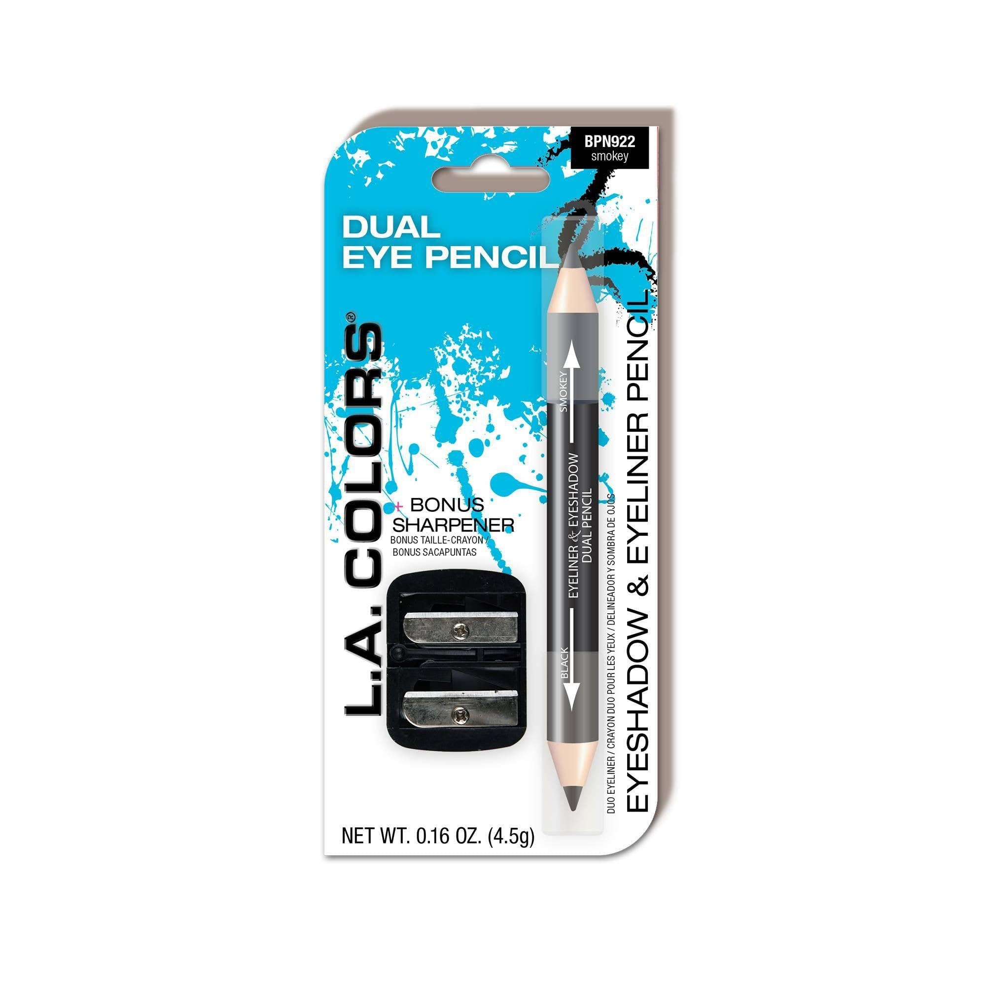 L.A. COLORS Dual Liner & Shadow Pencil w/Sharpener (carded), Smokey CBPN922