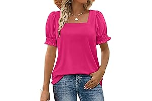 Summer Casual V-neck Ruffle Trim Sleeve Top for Women