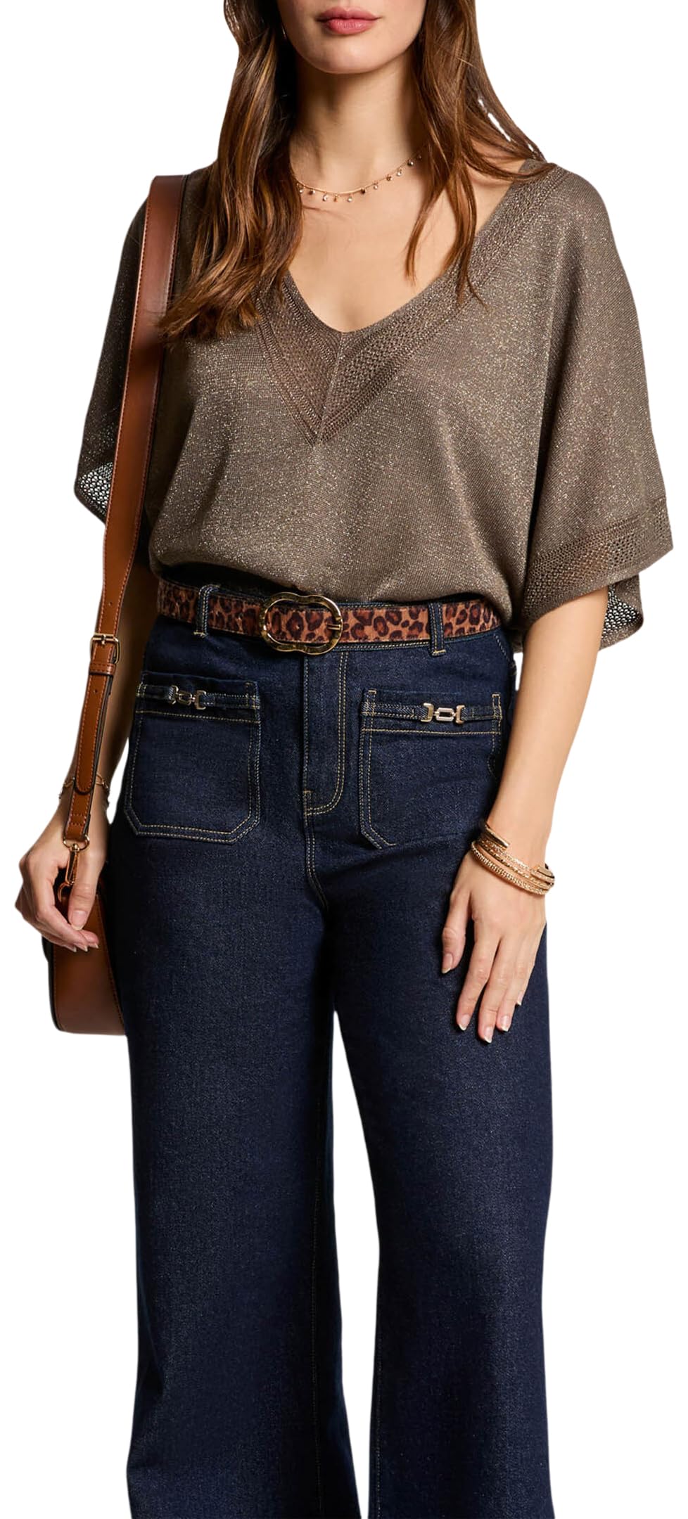 Morgan Jersey escote en V manga corta