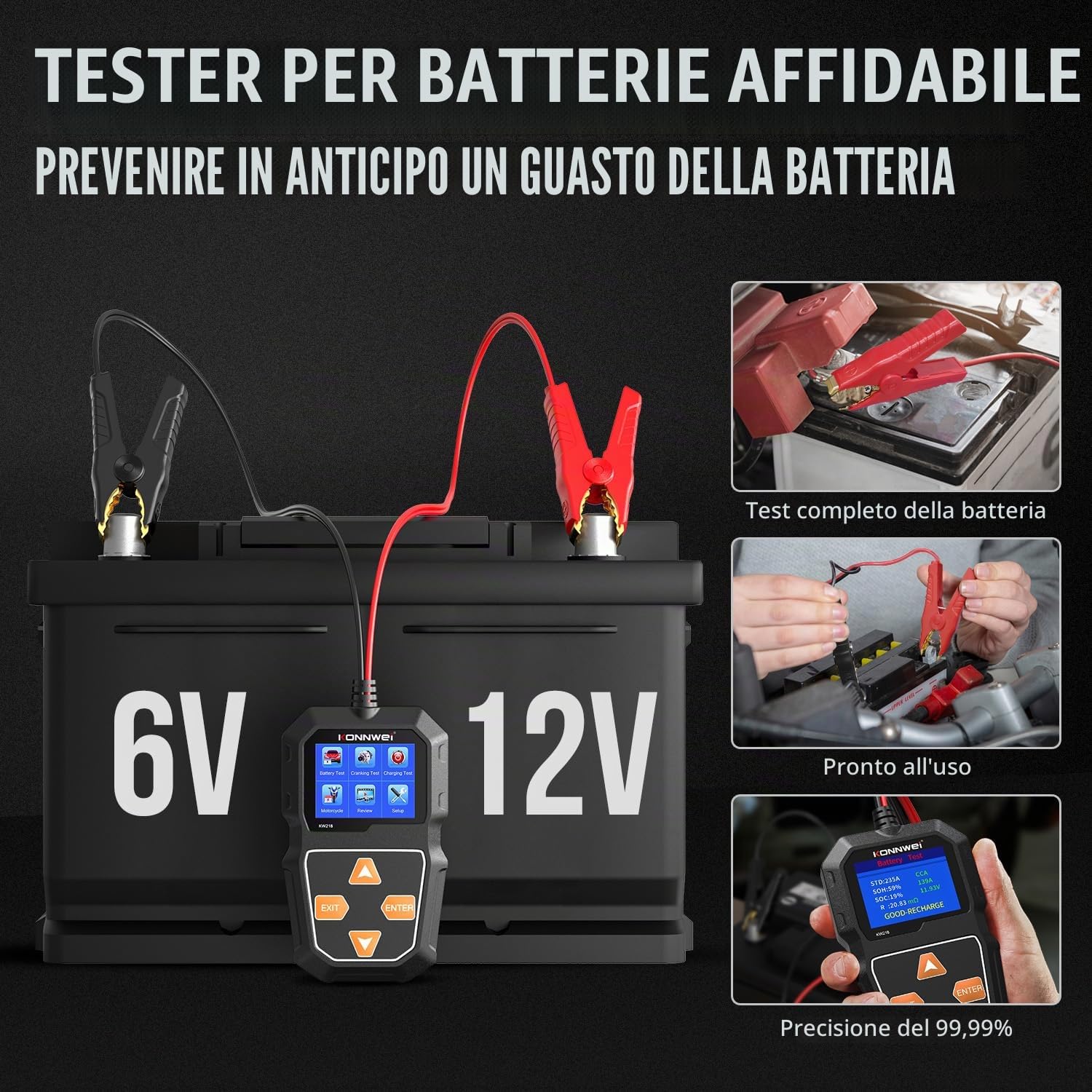 KW218 Tester: di batterie ricaricabili 134x69x18mm Display: LCD 2,4" KONNWEI
