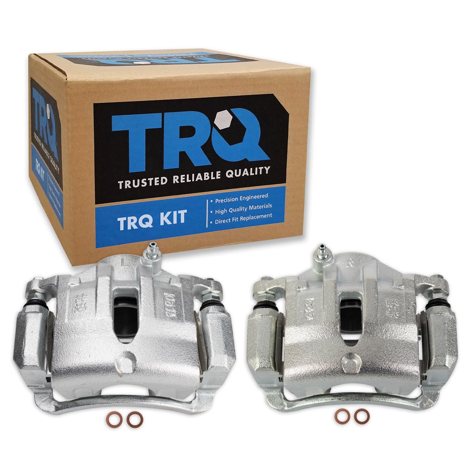 TRQ Front Brake Caliper Set Zinc Coated Brackets
