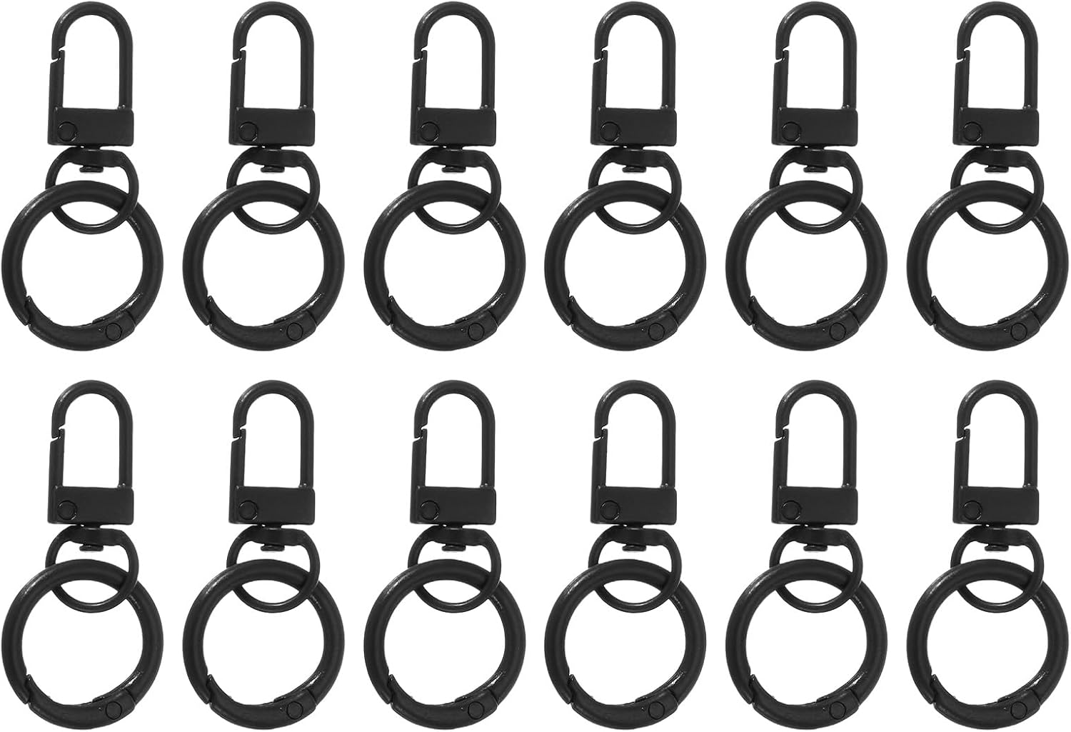 PATIKIL 12 Pcs Lobster Claw Clasp, Colorful Metal Keychain Clasp Swivel Hooks with Spring Key Rings Trigger Clips for Bag Door Key Chains DIY Craft Jewelry Making, Black