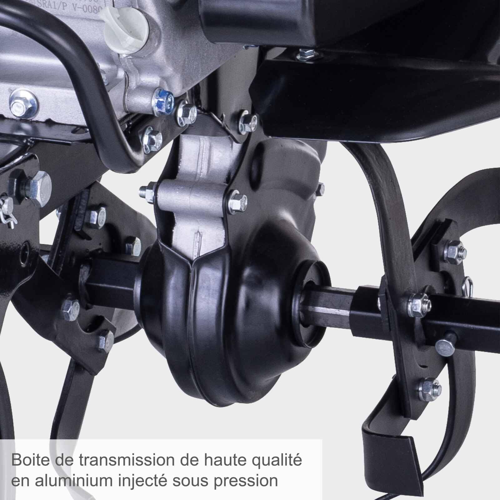 Scheppach Motobineuse Thermique MTP750 - Moteur 4 Temps - 212 cm³ - 5,7 CV - Largeur de Travail 750 mm - Fraises Ø 310 mm - 24 Couteaux - Roue de Transport escamotable - disques protège-Plantes