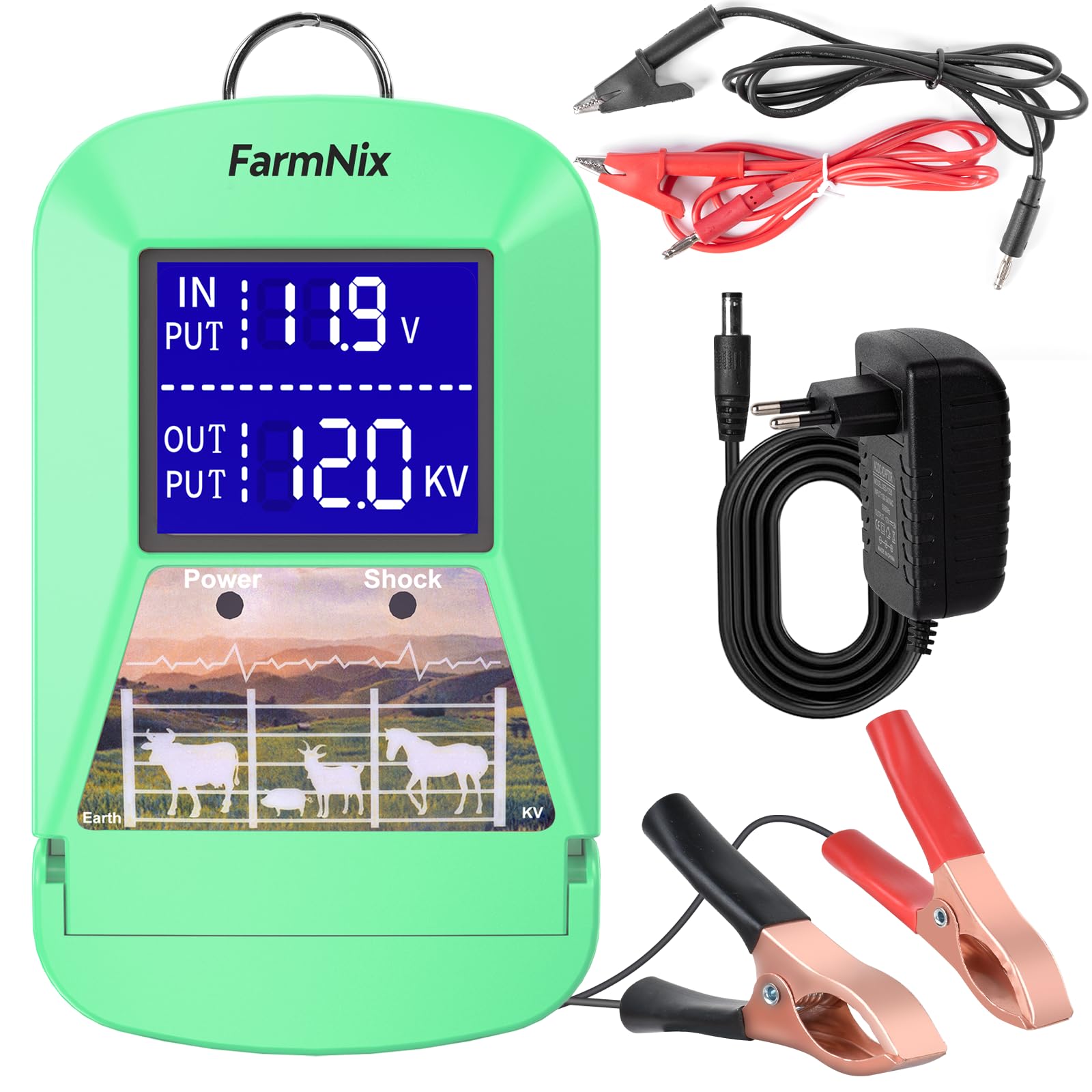 Elettrificatore per recinzione elettrica 3J 12KV, 24 KM con Display LED | Centralina per recinzione elettrica, alimentazione a rete, bovini, cavalli, pecore, capre, cinghiali