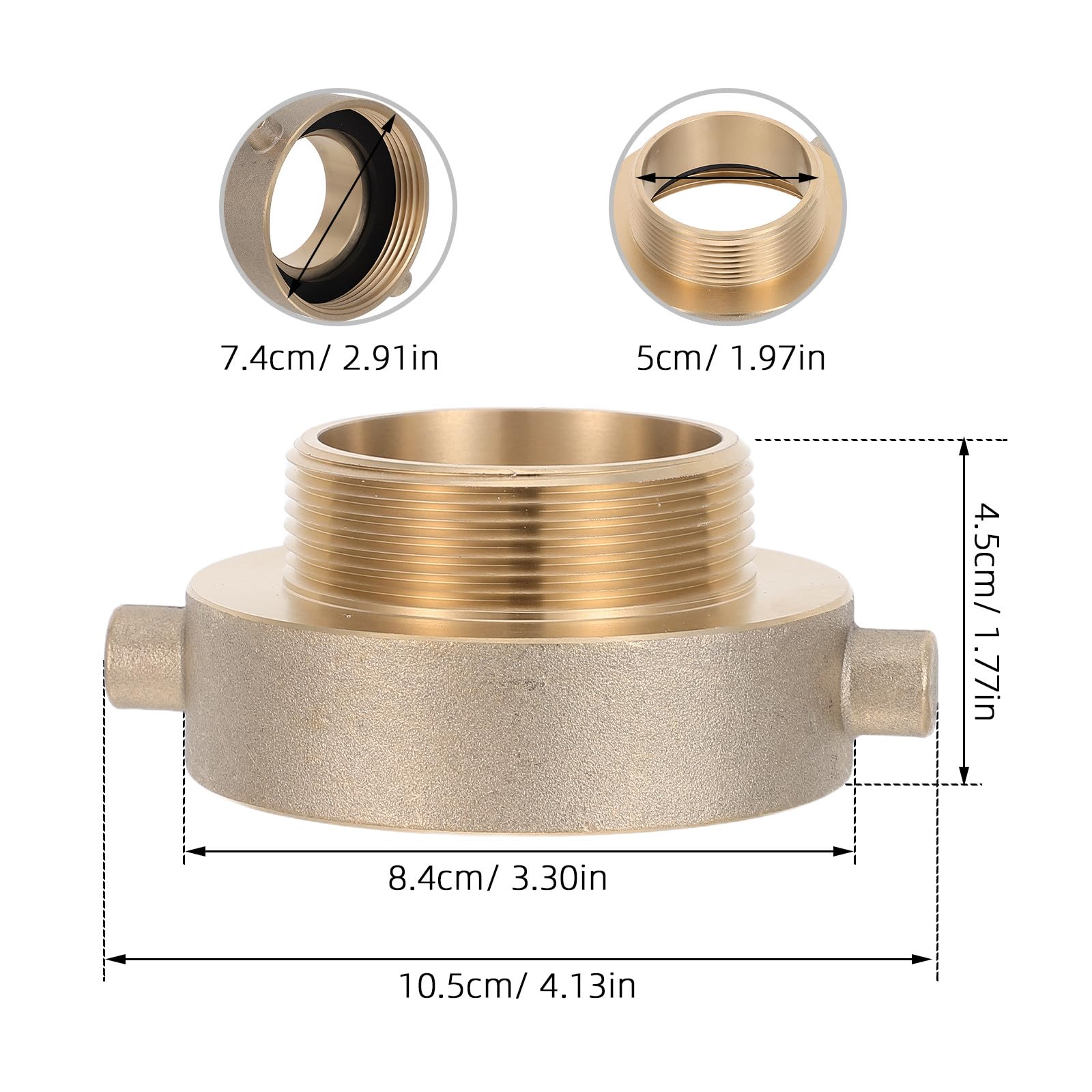 Operitacx Adaptador de manguera contra incendios para hidrante, conector de hidrante NPT de 2-1/2" x 2" con pasador de seguridad, acoplador de manguera de cobre para tuberías de jardín,