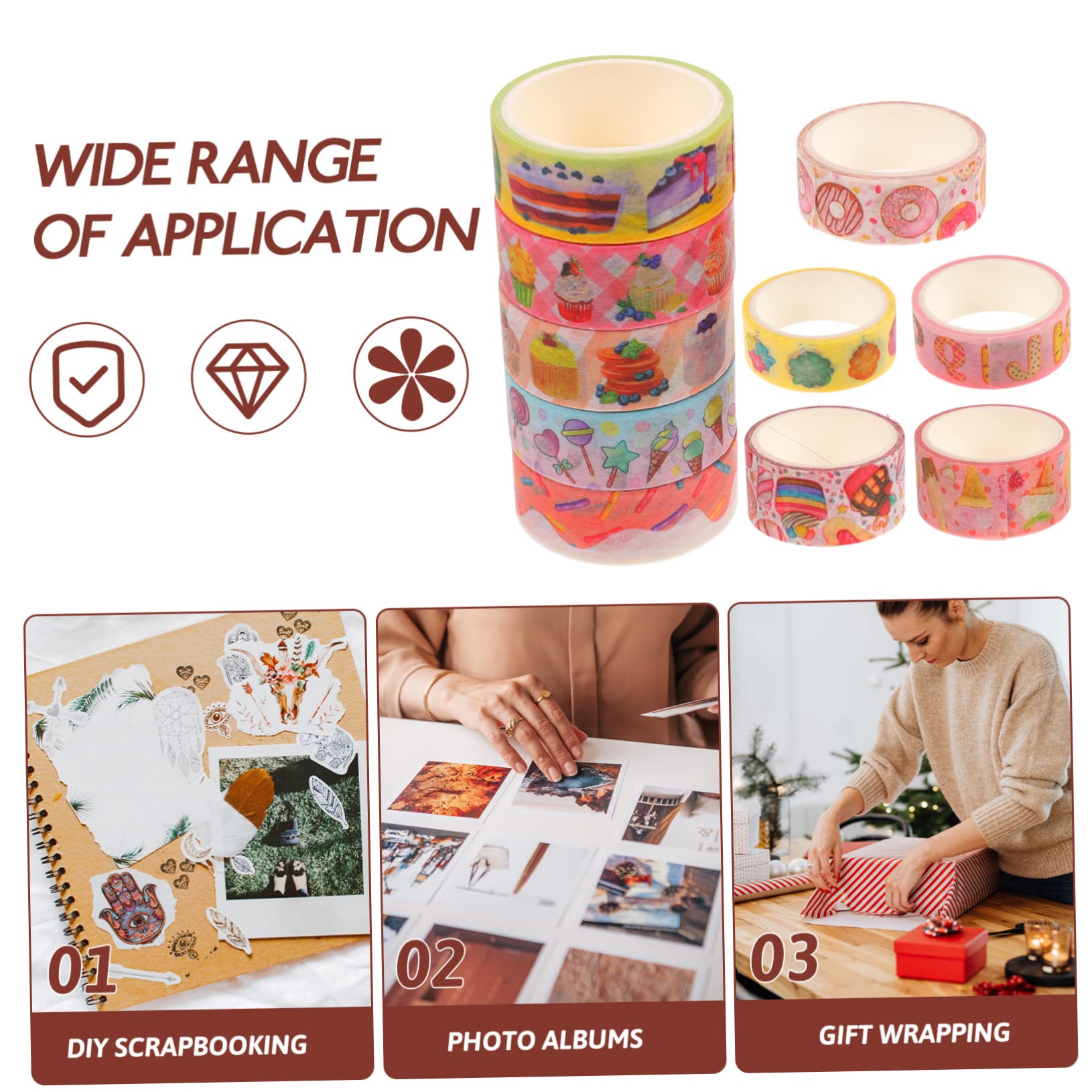 Housoutil 5 Sätze Washi Tape Set Für Scrapbooking Dekoratives Klebeband Für Diy Projekte Partydekoration Und Mehr Langlebig Und Leicht Abreißbar 10 Rollen * 5