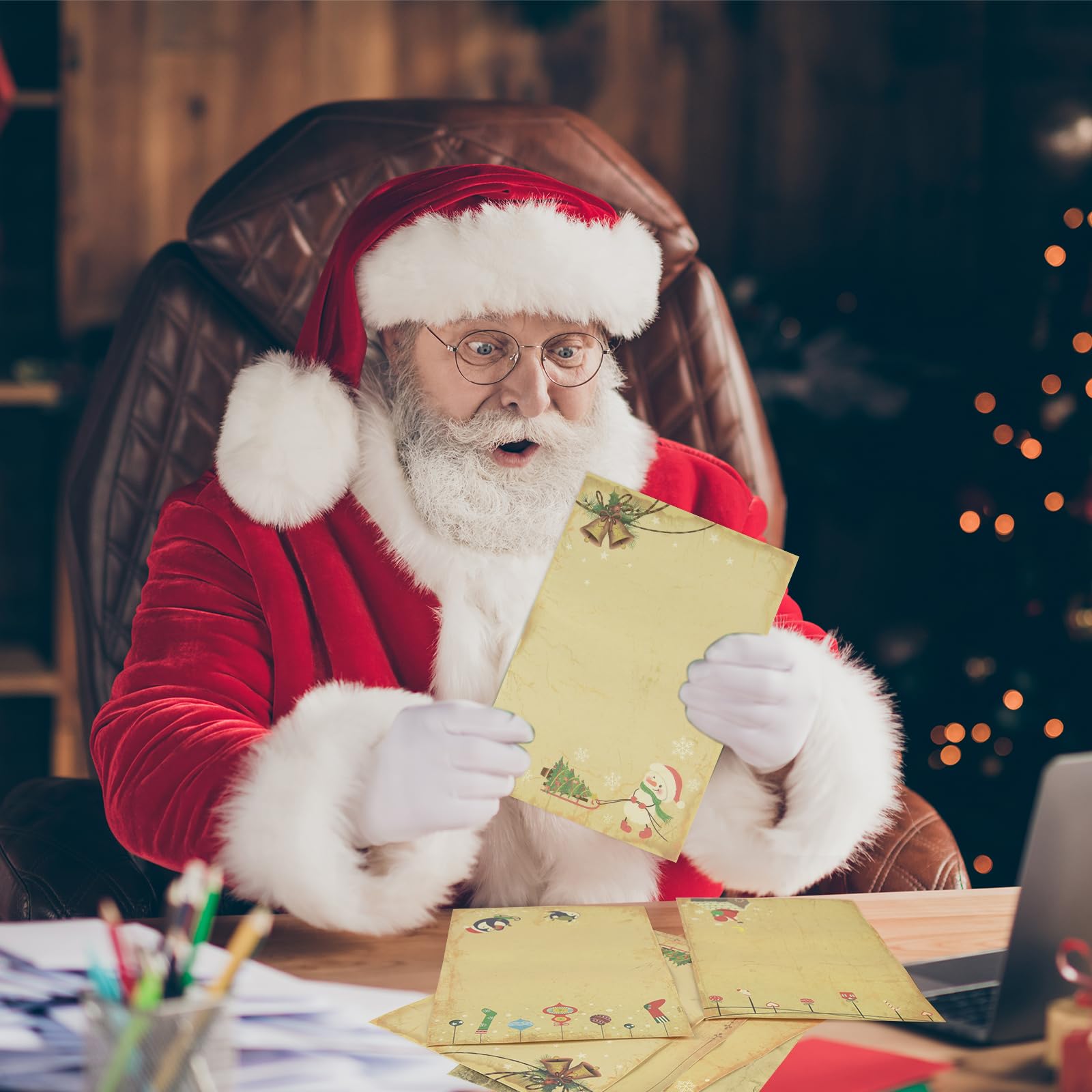 Papelería papel de escritura de invierno membrete de Navidad, papel de papelería vintage para manualidades, invitaciones, mapas, 8.2 x 5.7 pulgadas (120)