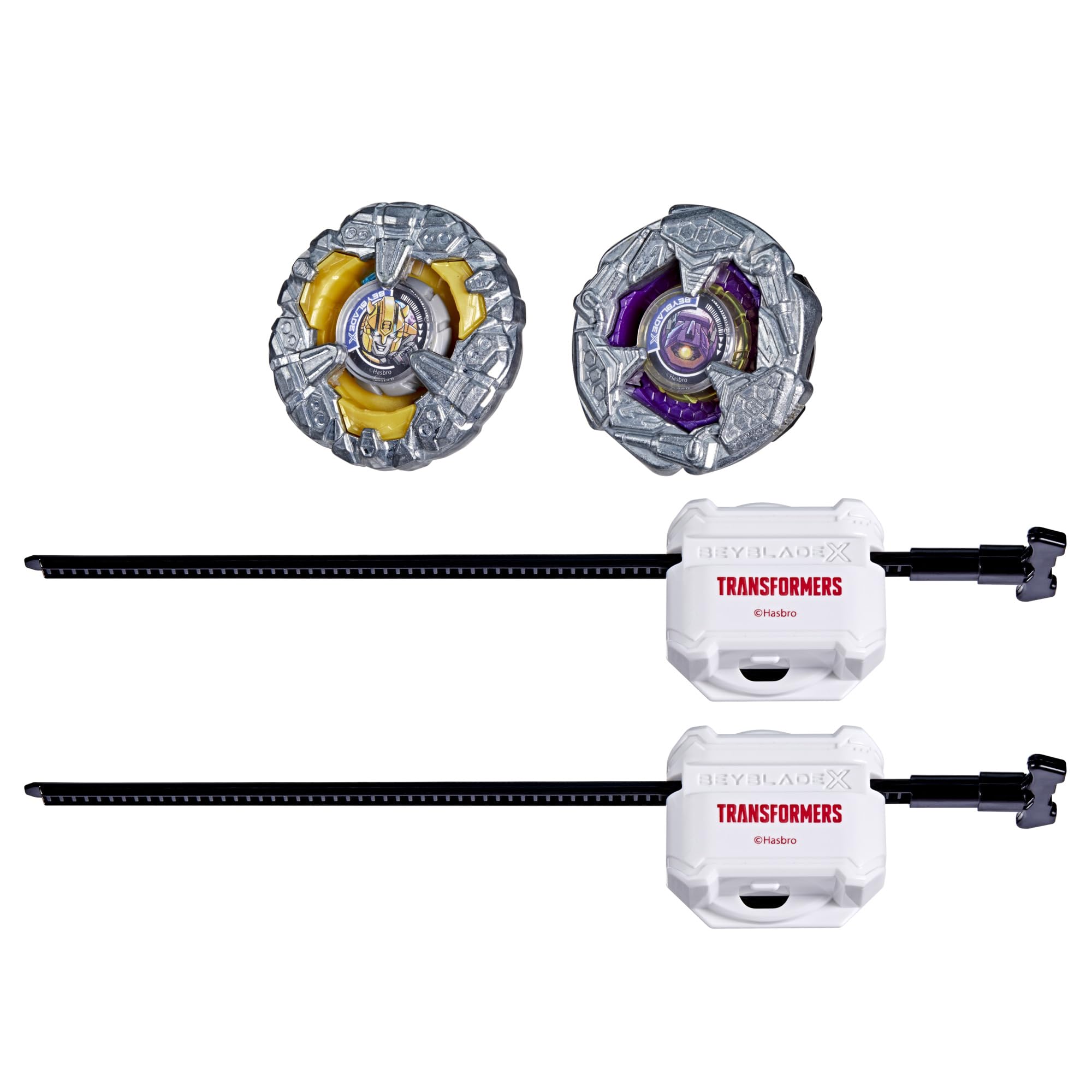 Colaboración Beyblade X and Transformers, Bumblebee 3-60GP vs. Shockwave 5-80O