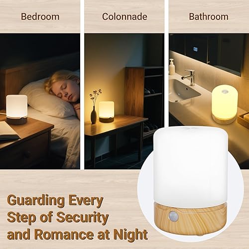 Miniatura 7 de Luz nocturna, lámpara con sensor táctil de toque, lámpara de mesita de noche para niños, dormitorio, mesita de noche, guardería, pequeña, portátil,