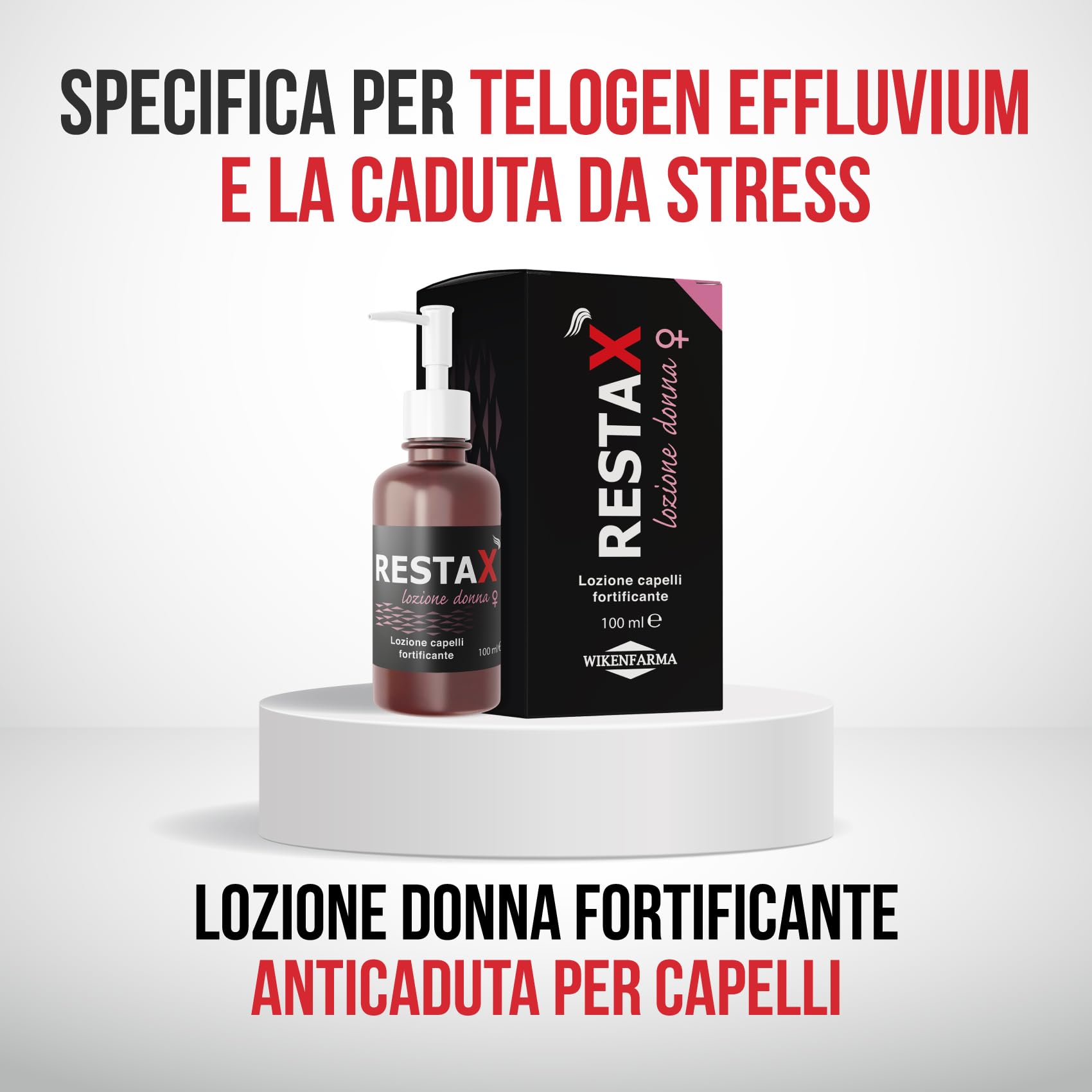 Restax Lozione Donna 100ml anticaduta fortificante capelli alopecia androgenetica femminile