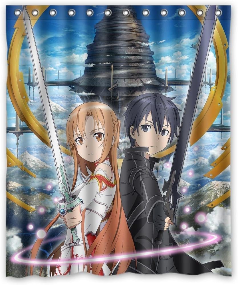 Sword Art Online Cartoon Anime Waterproof Shower Curtain 60(w) x 72(h)