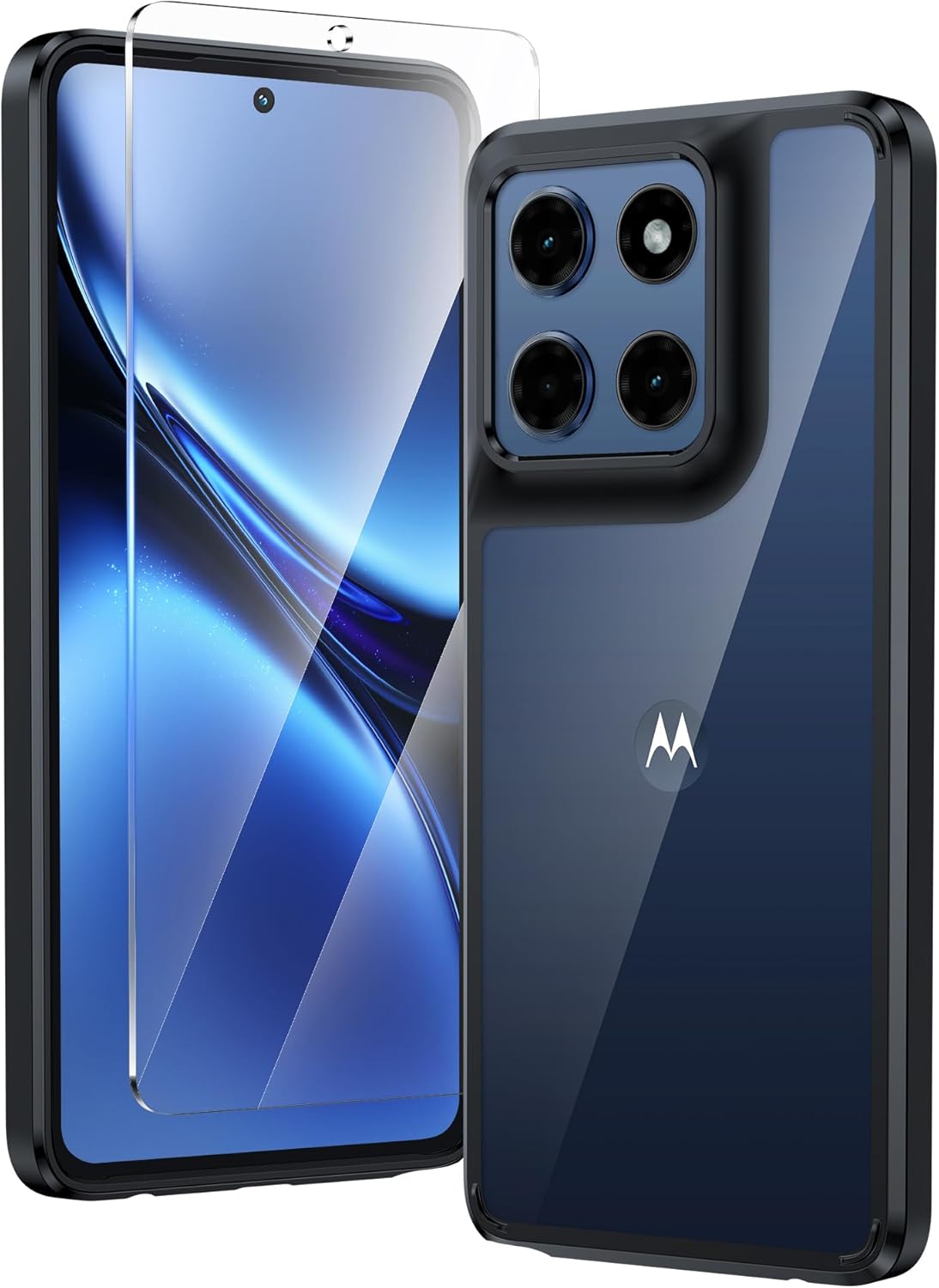 FNTCASE for Motorola Moto-G Stylus-5G-2025 Case: Military Grade Drop Protection Anti Yellowing Cell Phone Cover – Rugged Shockproof Protective Bumper Transparent Cases(Black)