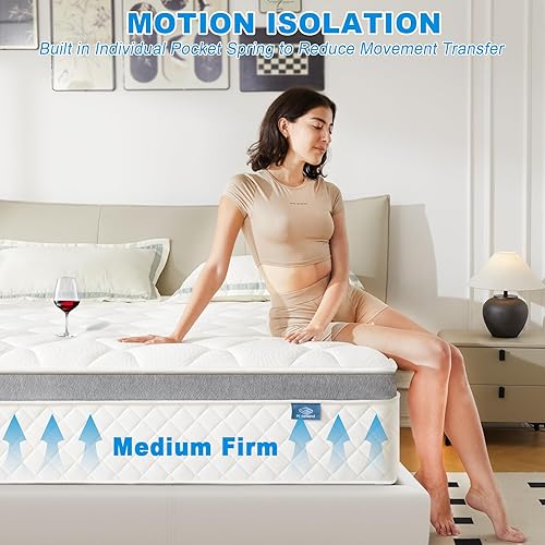 Miniatura 6 de Happiland Colchón Queen híbrido de espuma viscoelástica de 12 pulgadas en caja, con resortes embolsados individuales mejorados, alivio de presión,