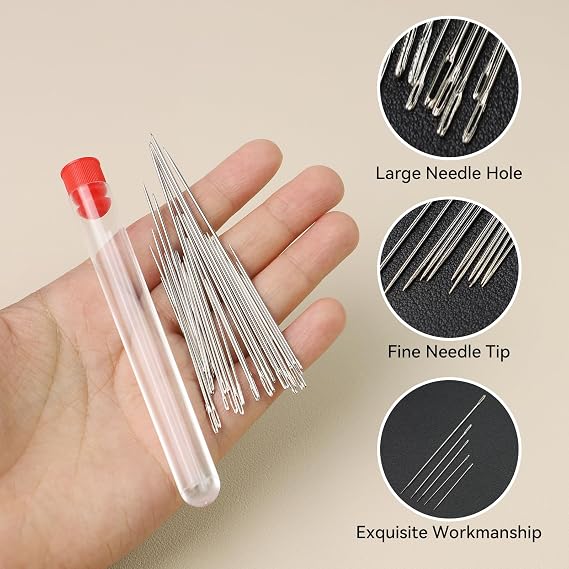 41Pcs Multi-Purpose Sewing Tool Set Includ Stainless Steel Sewing Needles Thimble Needle Threader Suture Remover Storage Bag for Daily Thread Hand Repair